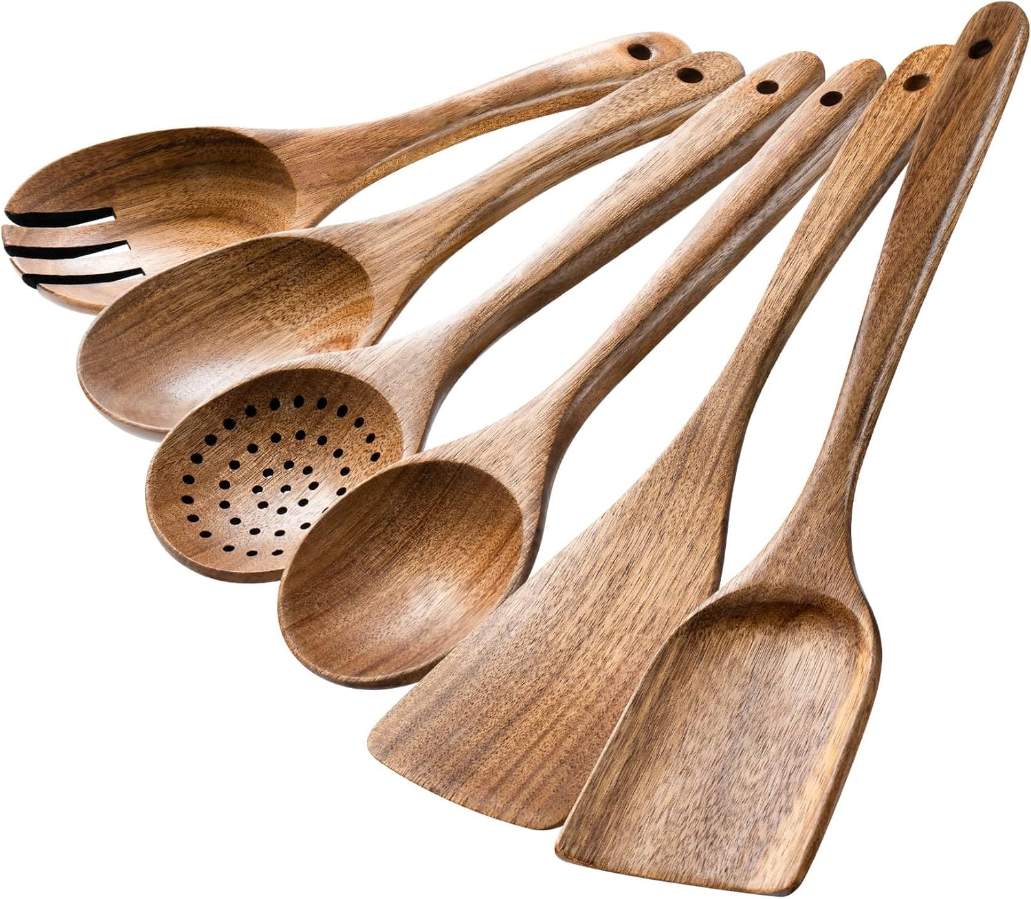 Wooden Spoons for Cooking, 10-Piece Acacia Wood Kitchen Utensil Set