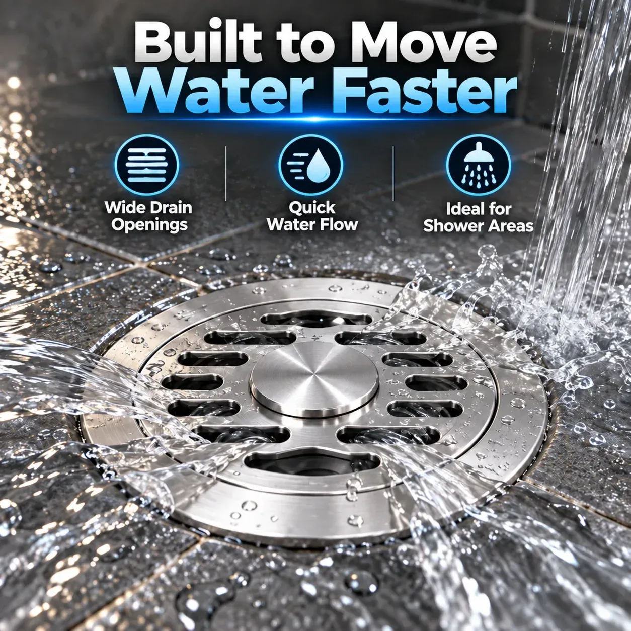 Multi-slot floor drain cover designed to let water enter through multiple openings
