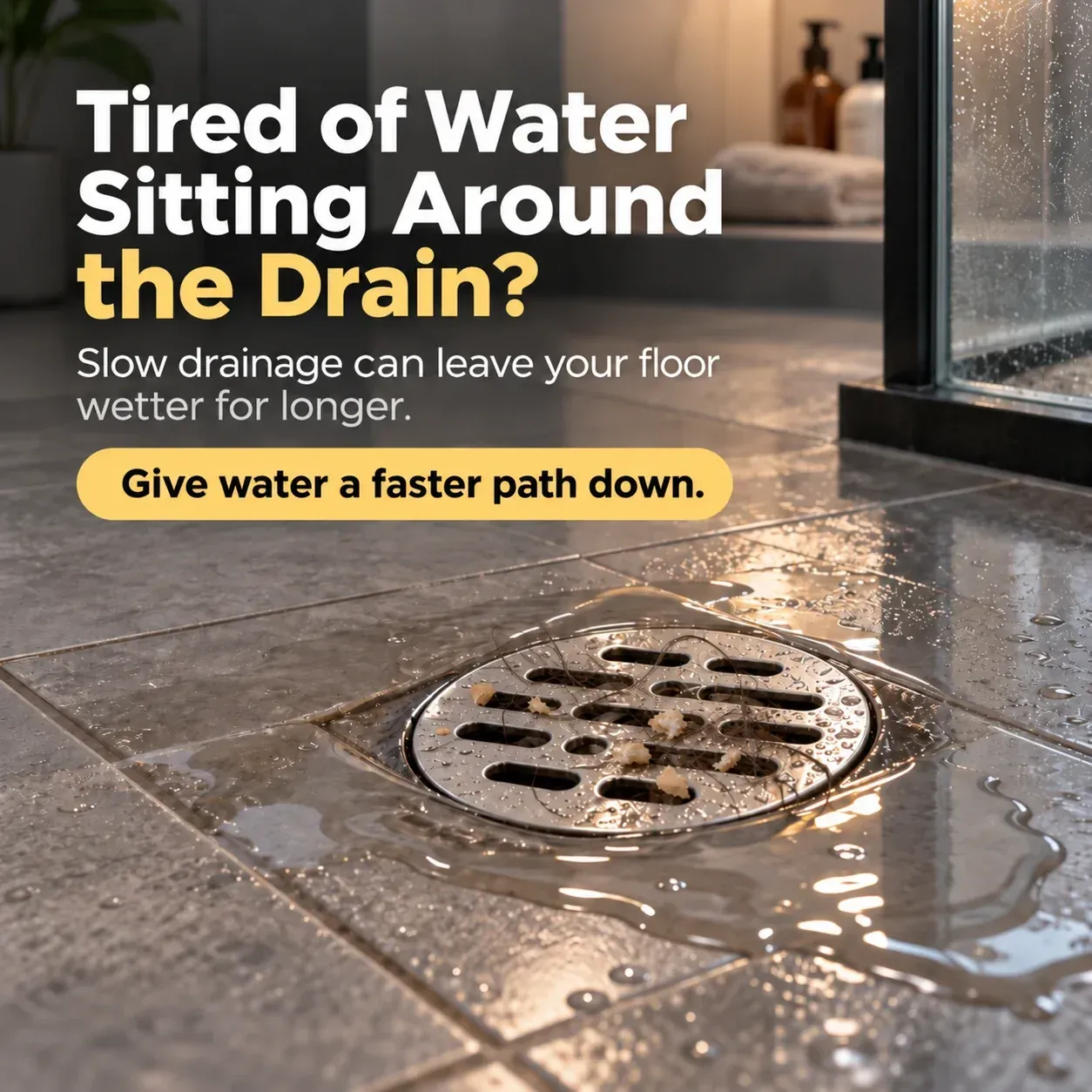 Standing water around a floor drain illustrating common drainage concerns