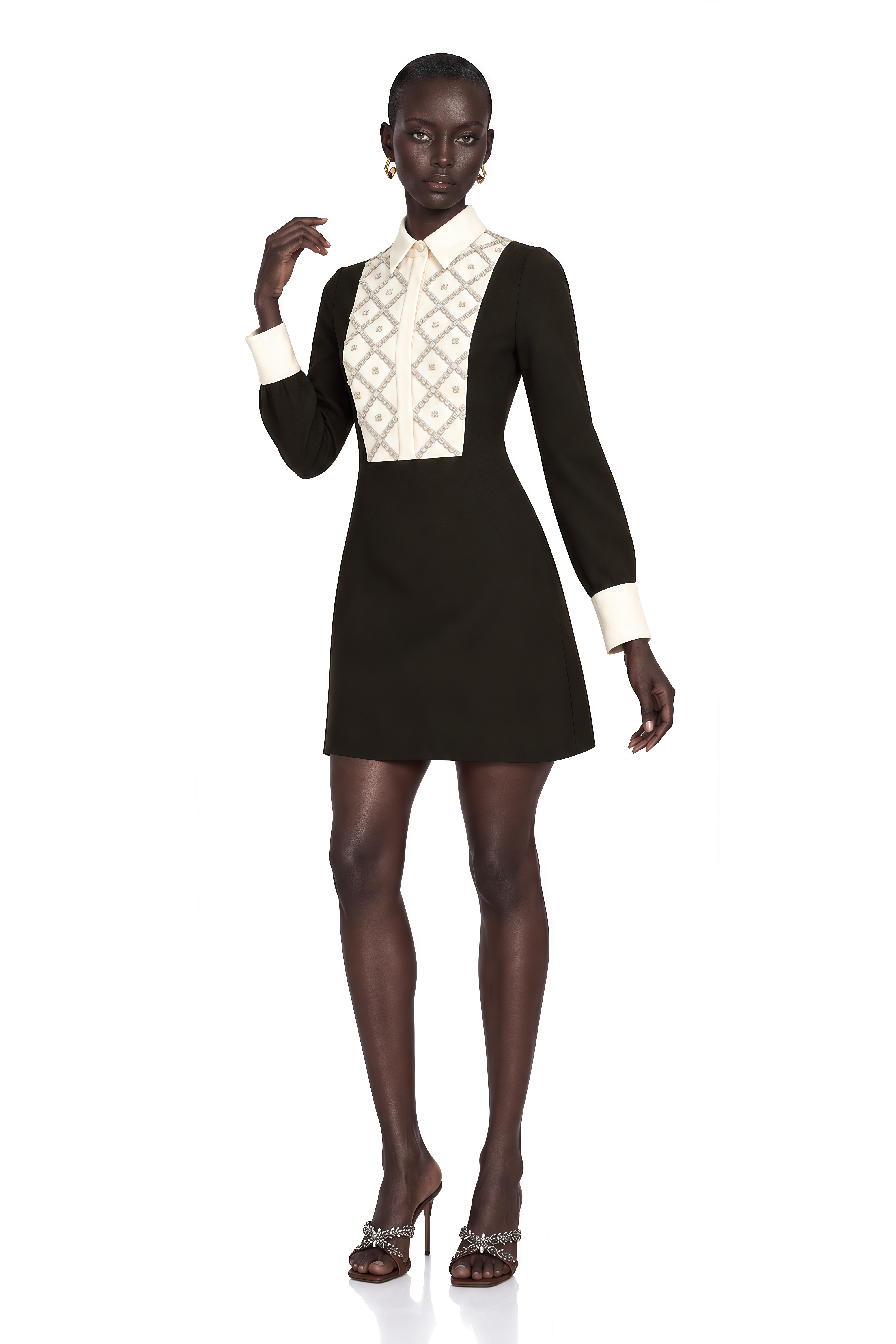 Esmée Two Tone Embellished Mini Dress
