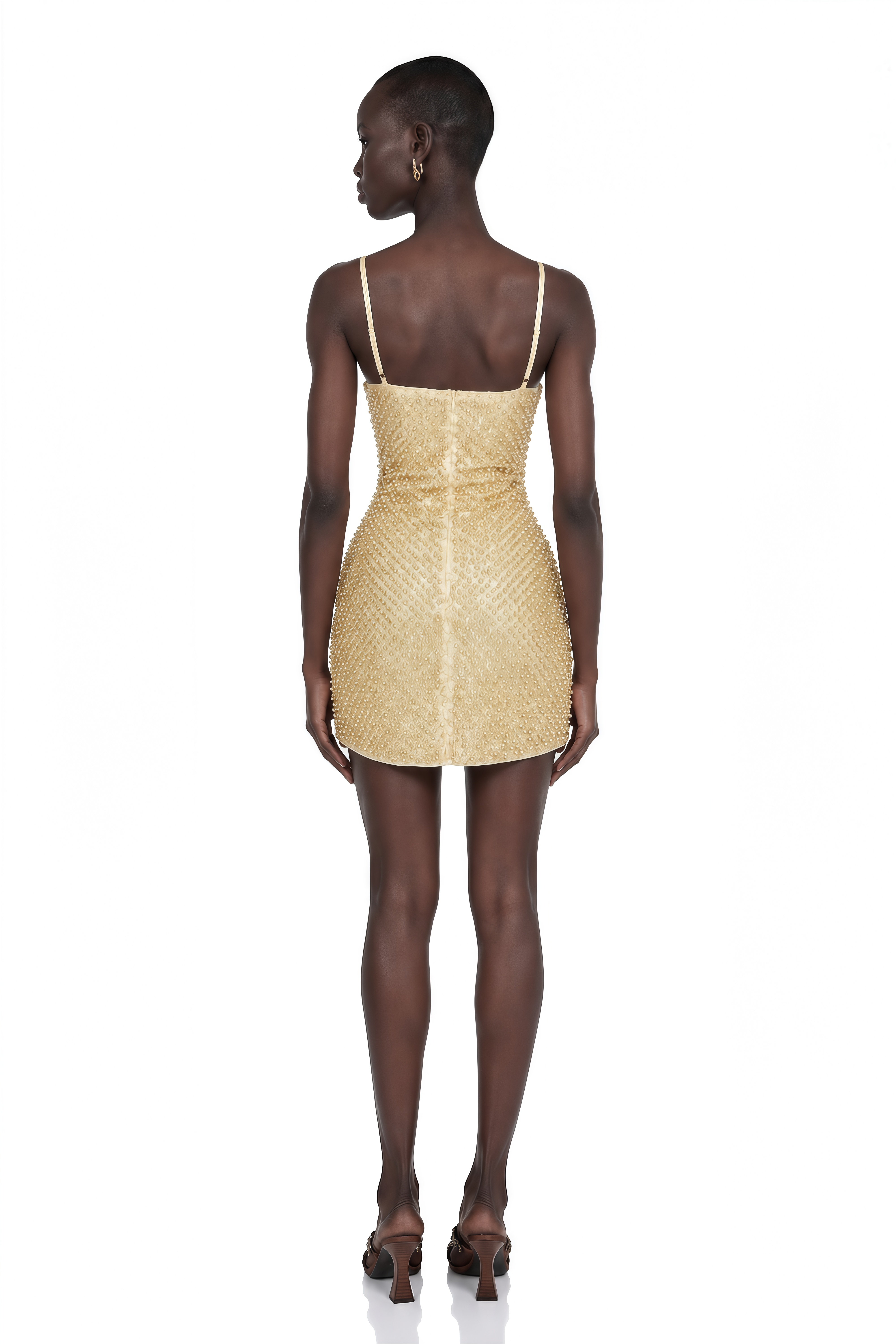 Gaia Gold Beaded Bodycon Mini Dress