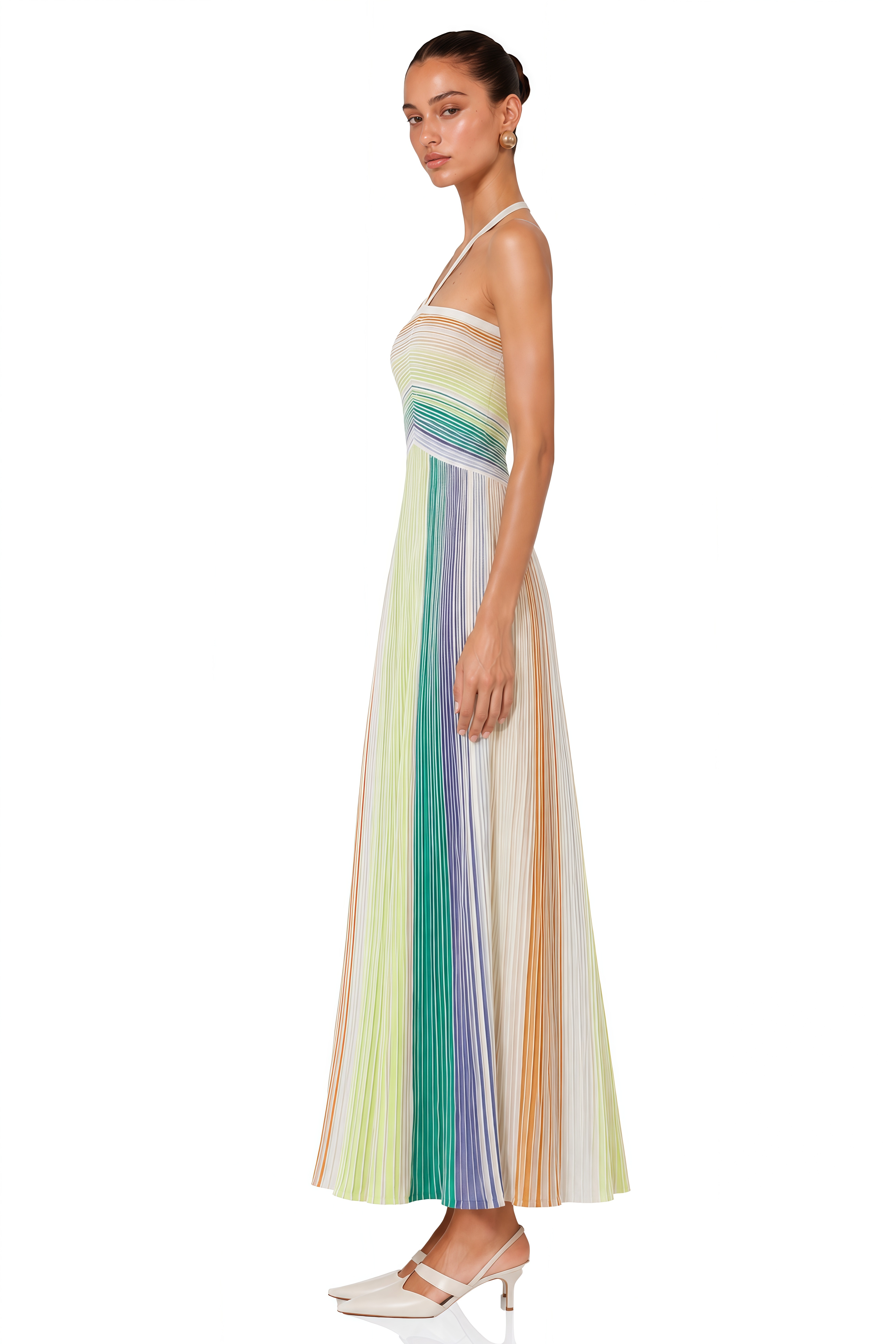 Serelith Metallic Knit Backless Maxi Dress