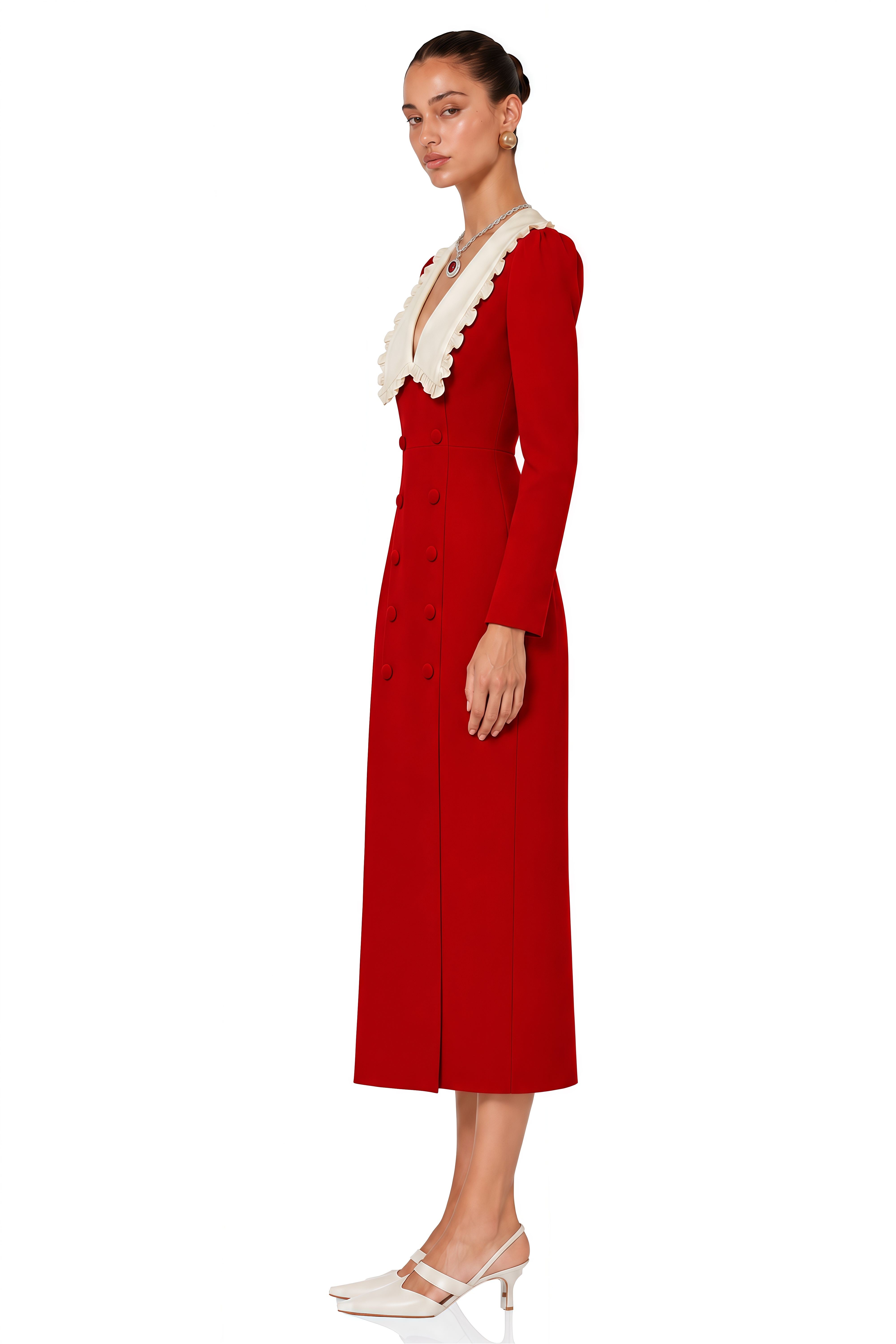 Rorie Red Double-Breasted Blazer Midi Dress