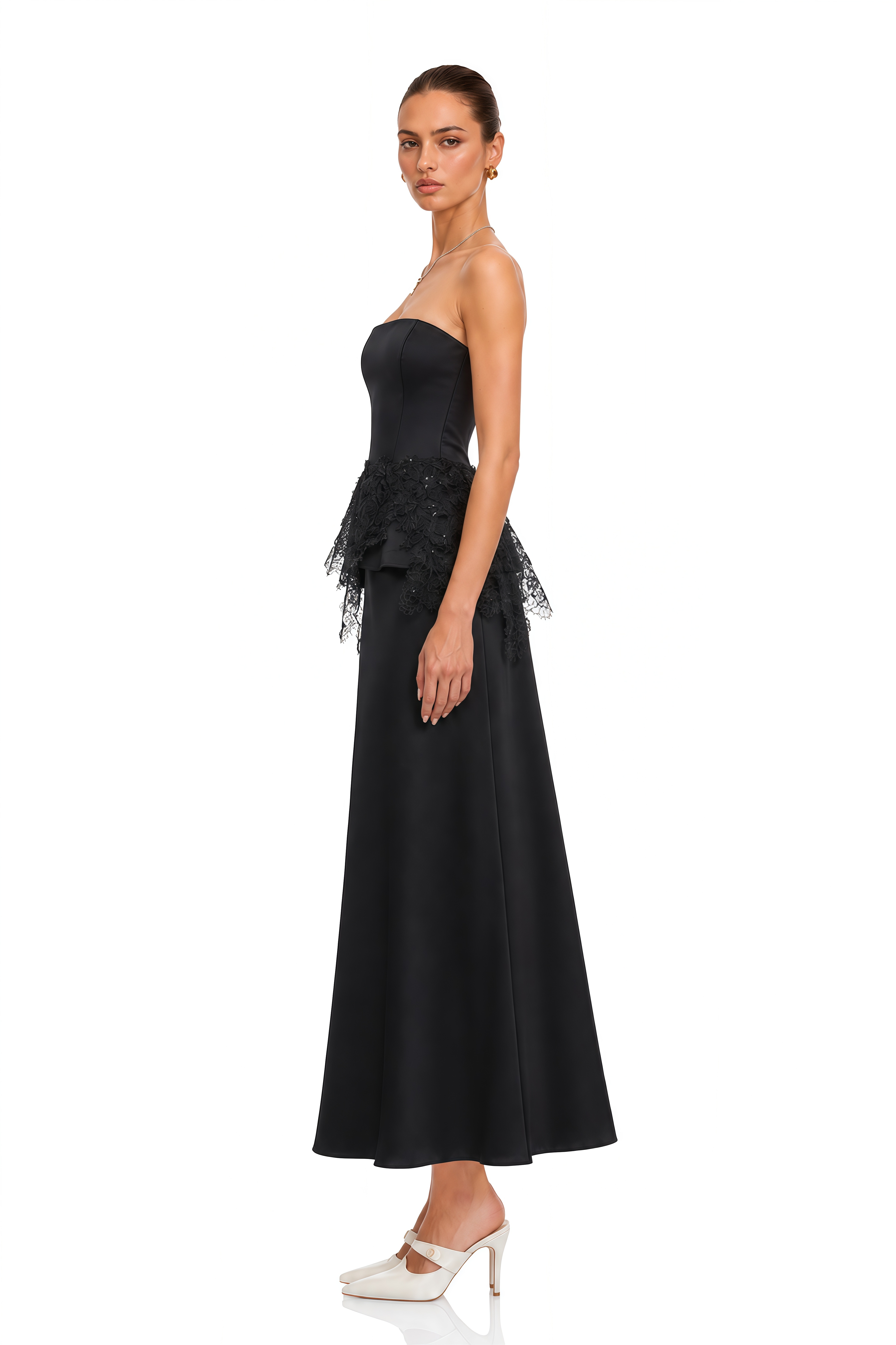 Lucrezia Black Strapless Lace Top & Skirt Set
