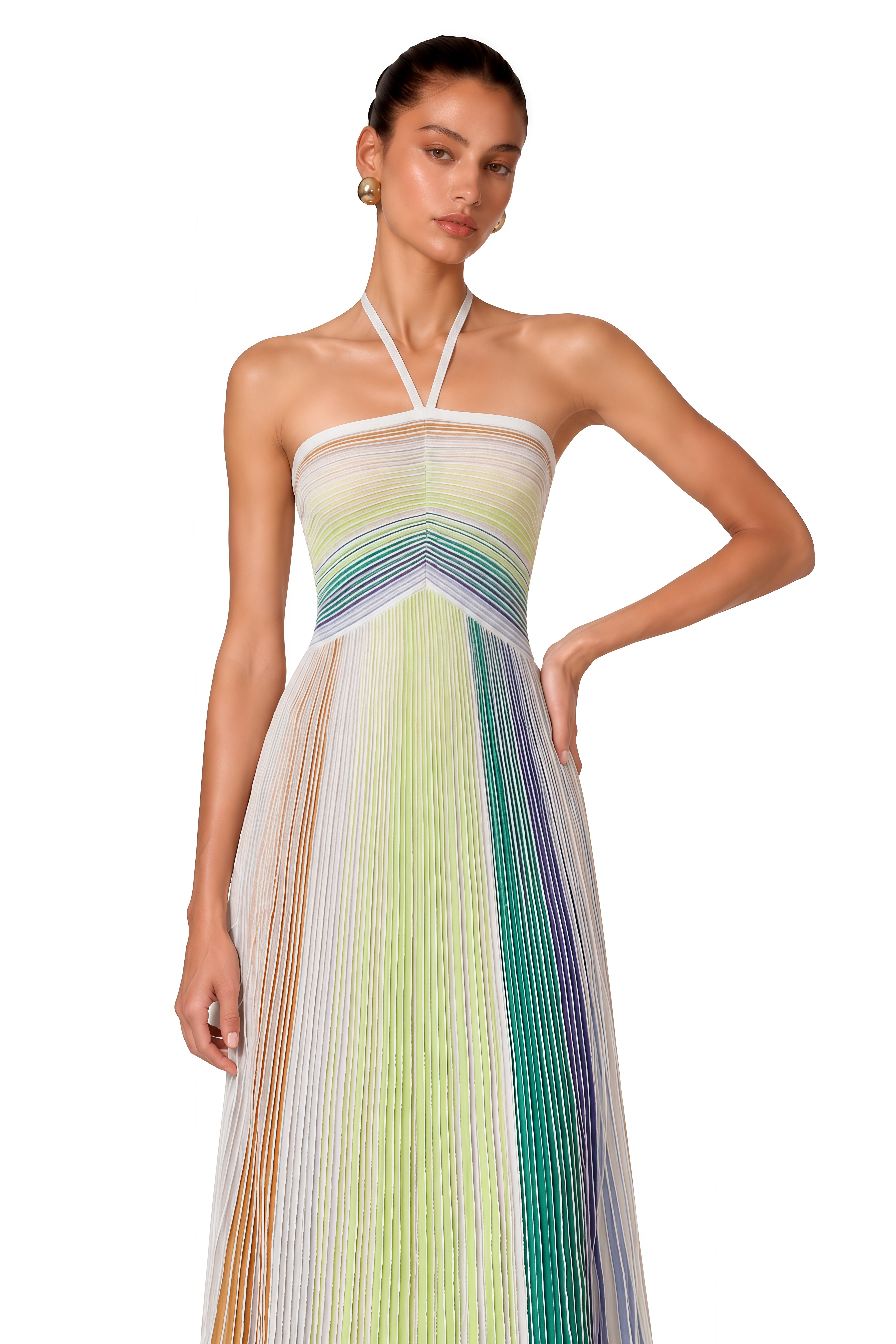 Serelith Metallic Knit Backless Maxi Dress