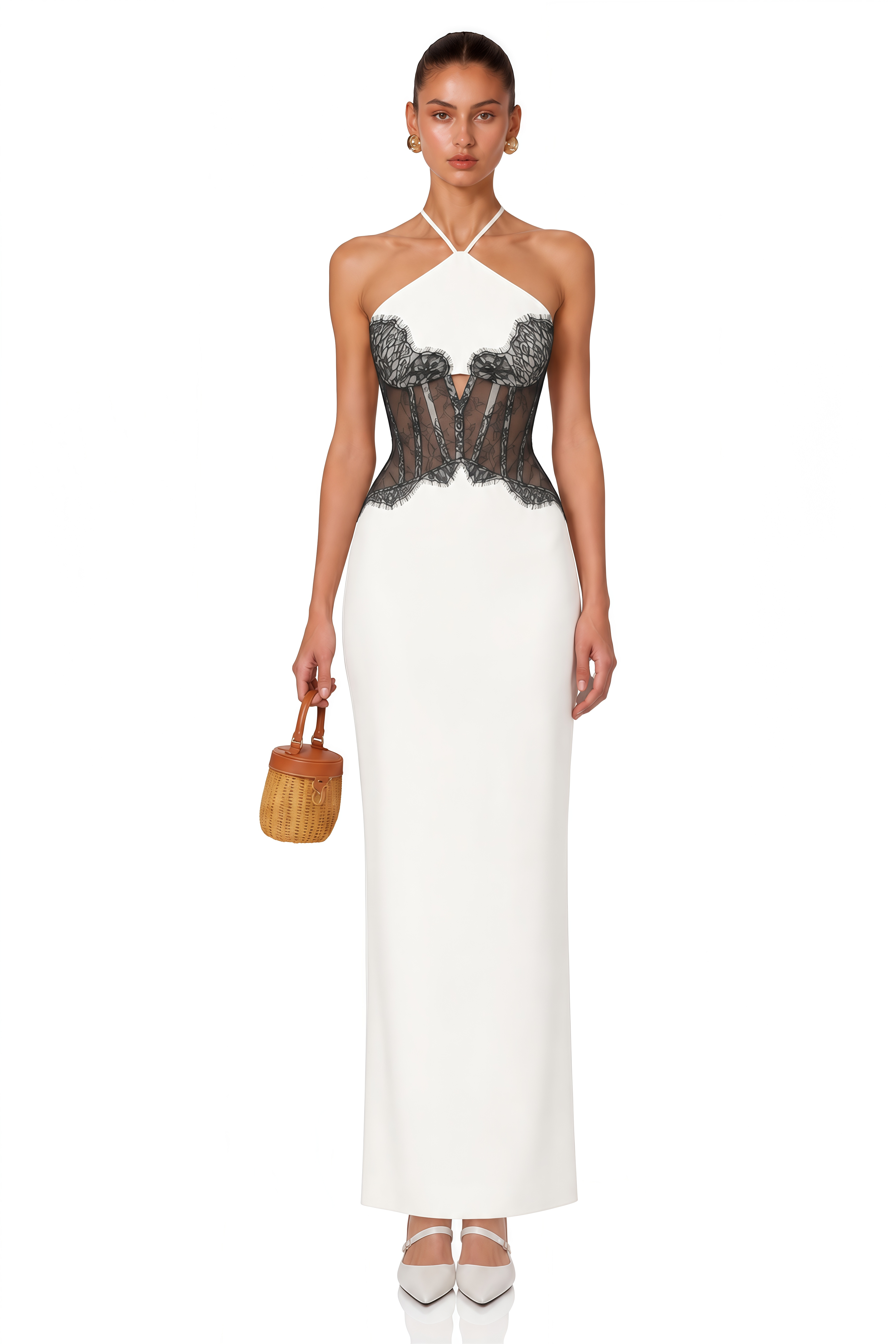 Mirabeau White Cut-out Lace Maxi Dress
