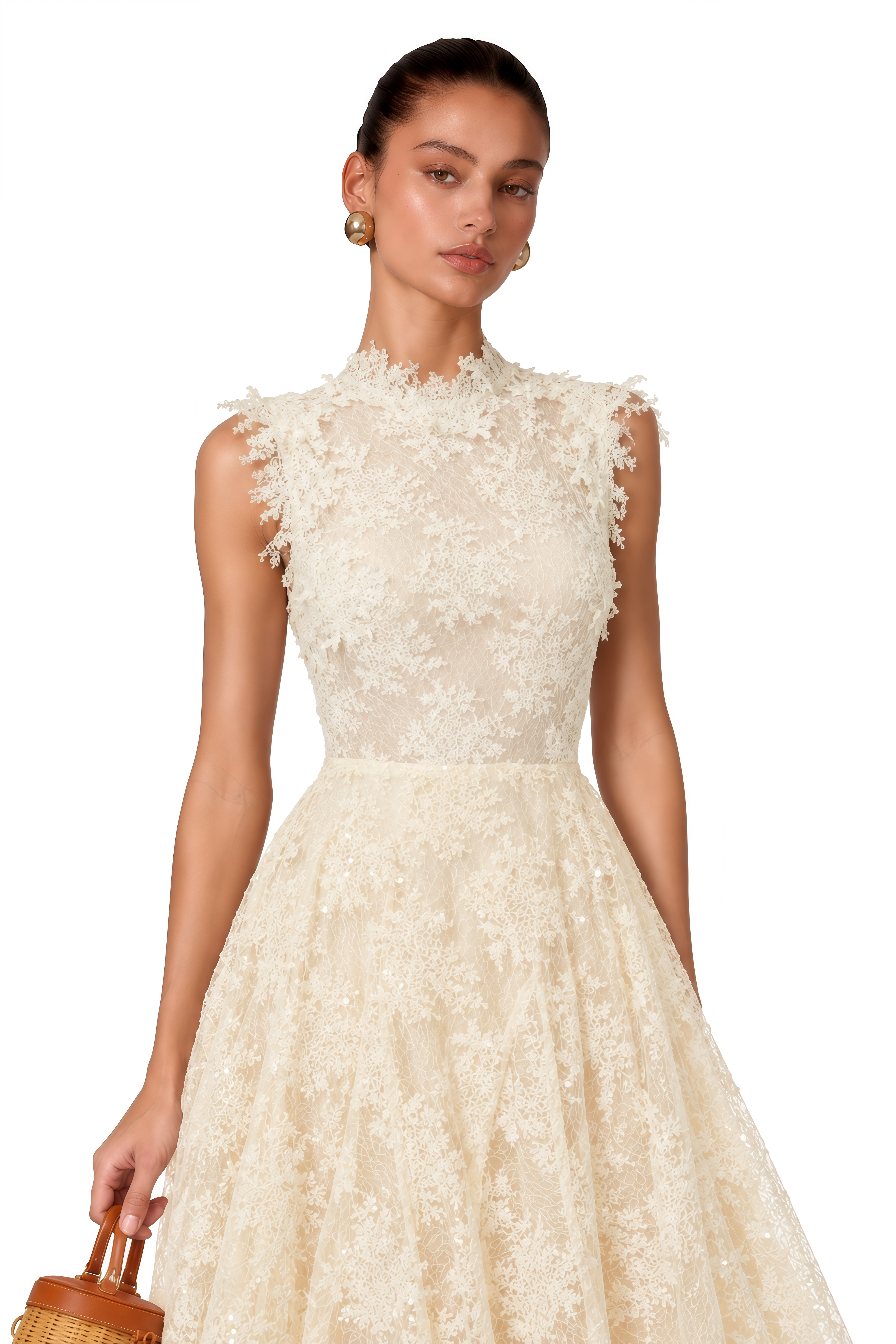 Assunta White Floral Embroidered Midi Dress