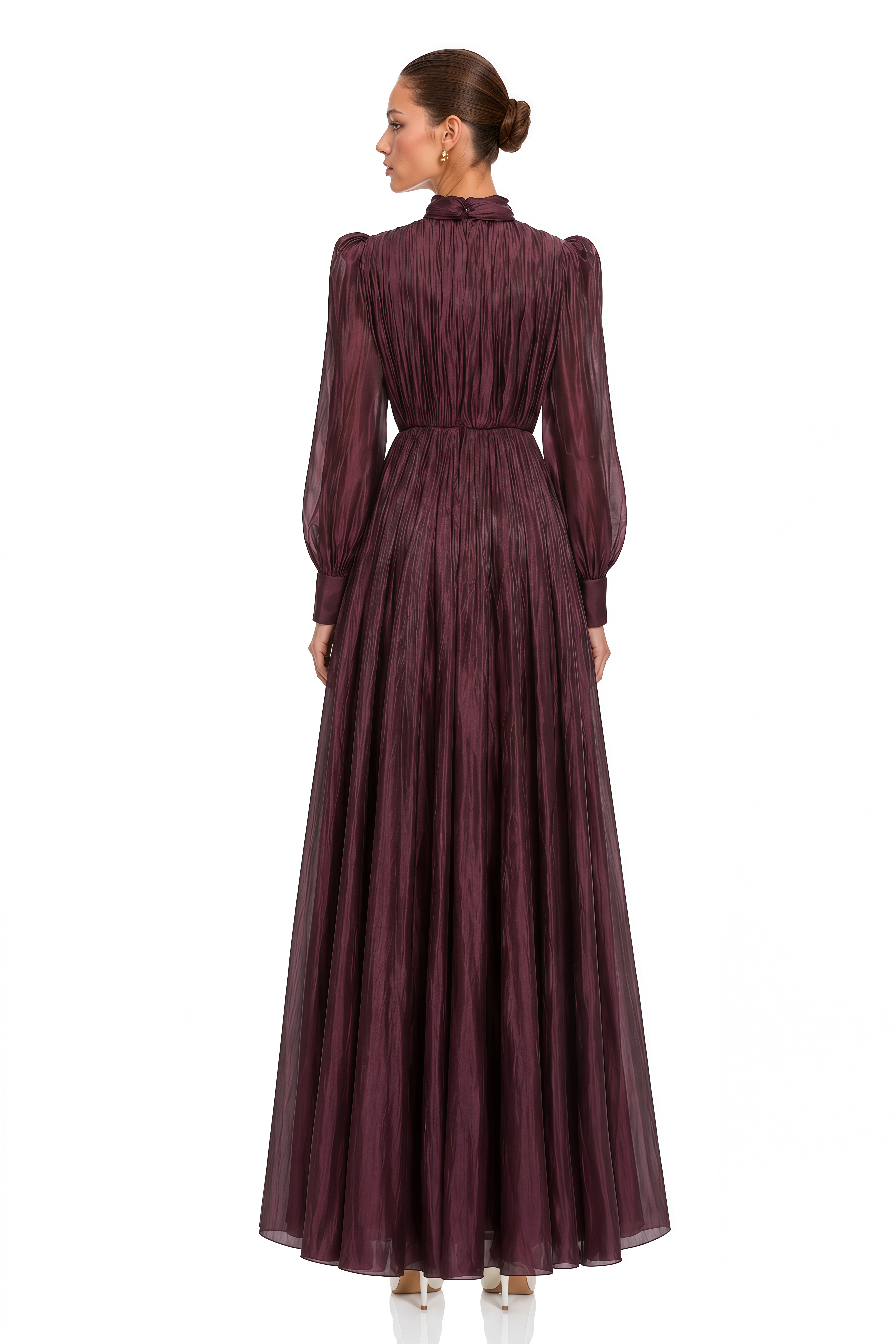 Sage Brown Crossed Design Maxi Dress