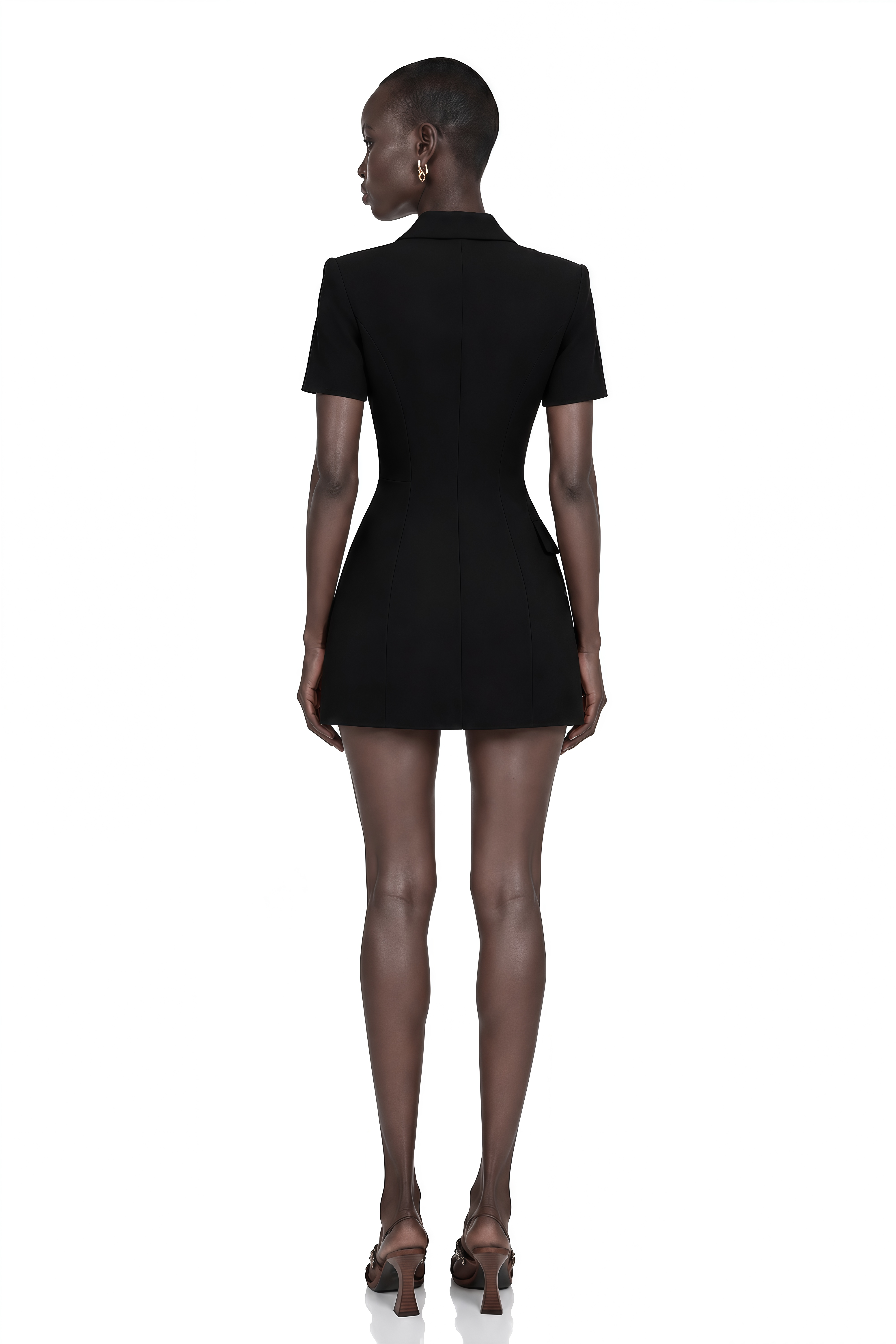 Daniella Black Double-Breasted Embroidered Blazer Dress