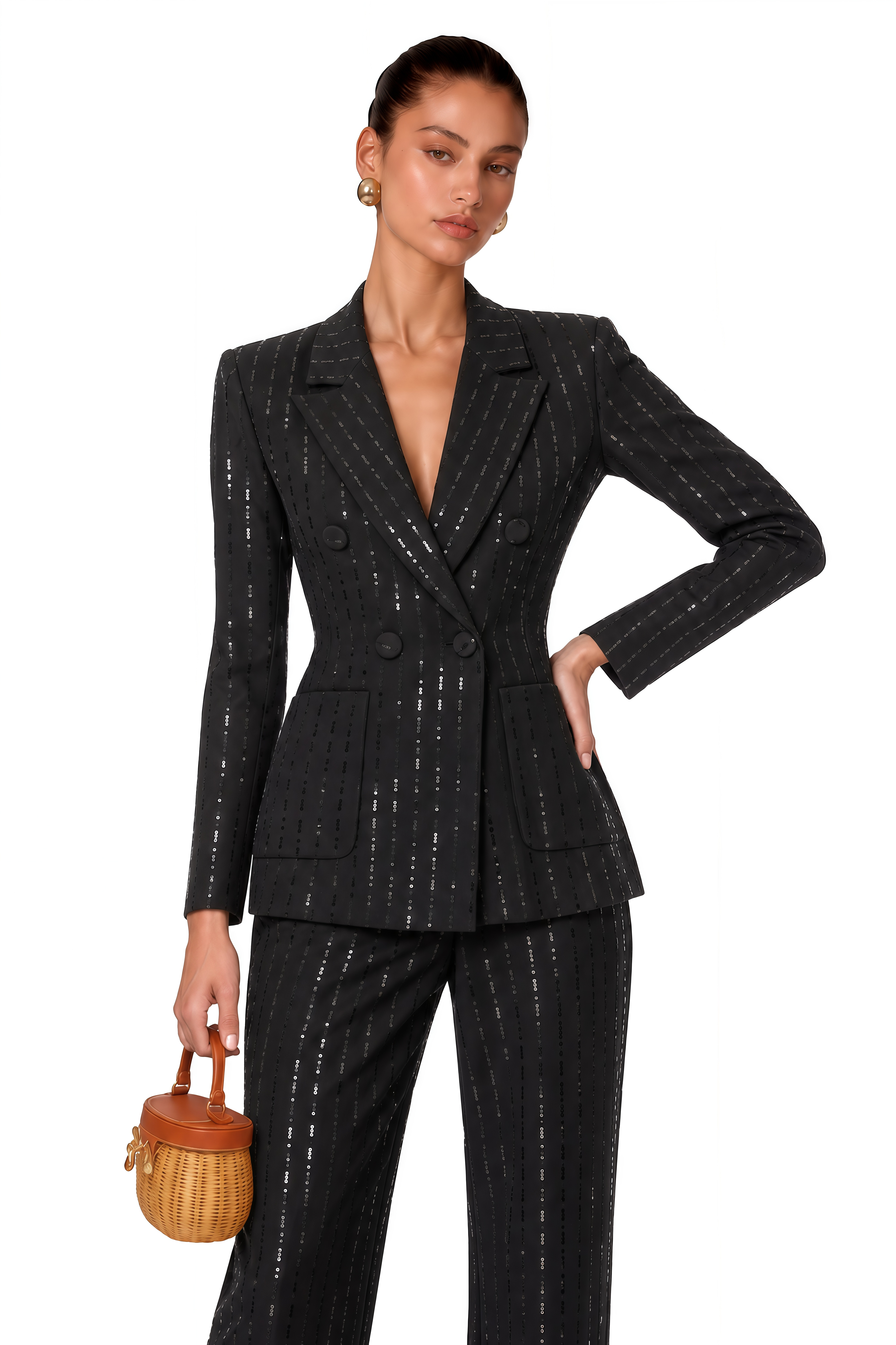 Leonie Black Sequin Blazer & Trouser Set