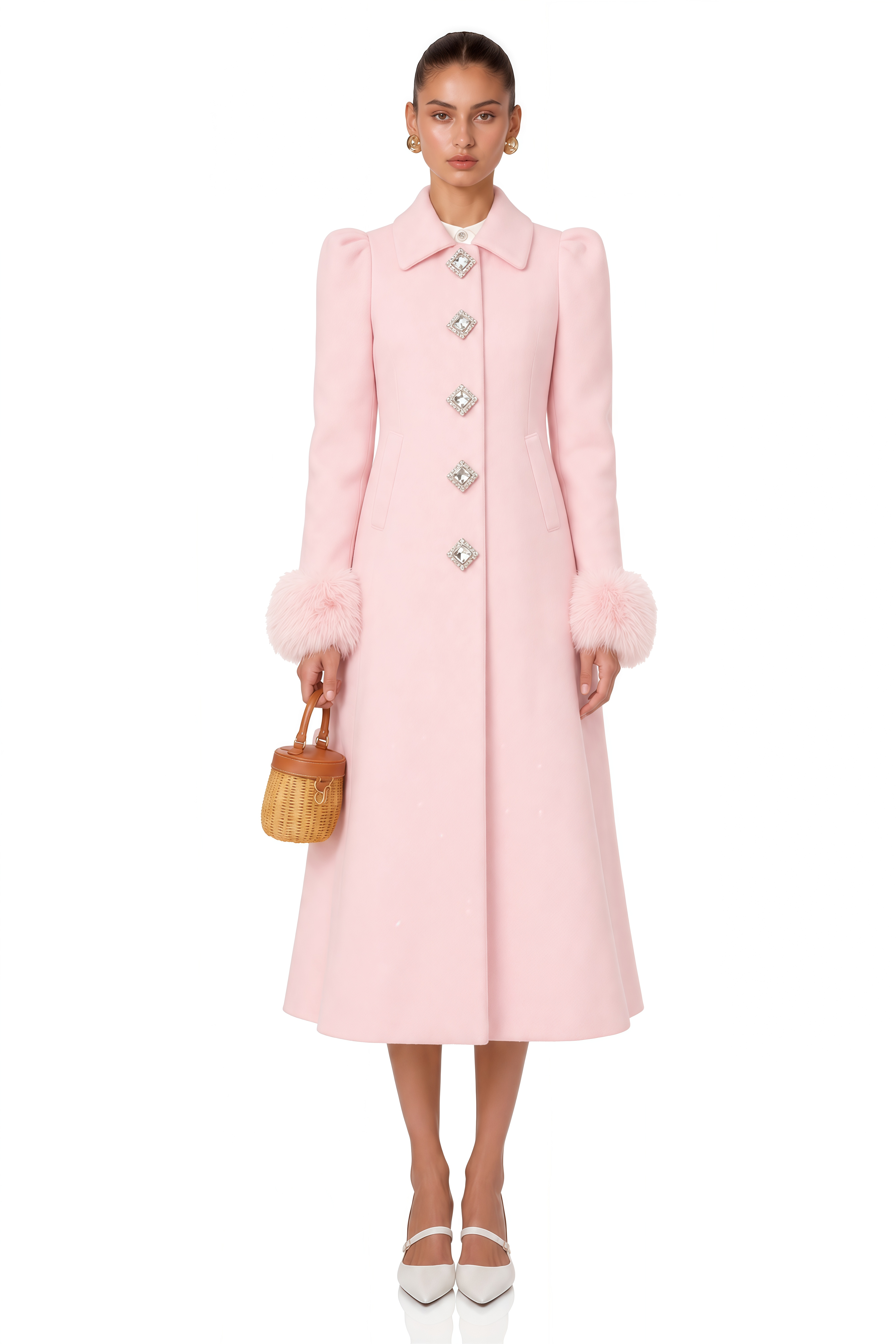 Louisette Pink Faux-Fur Overcoat