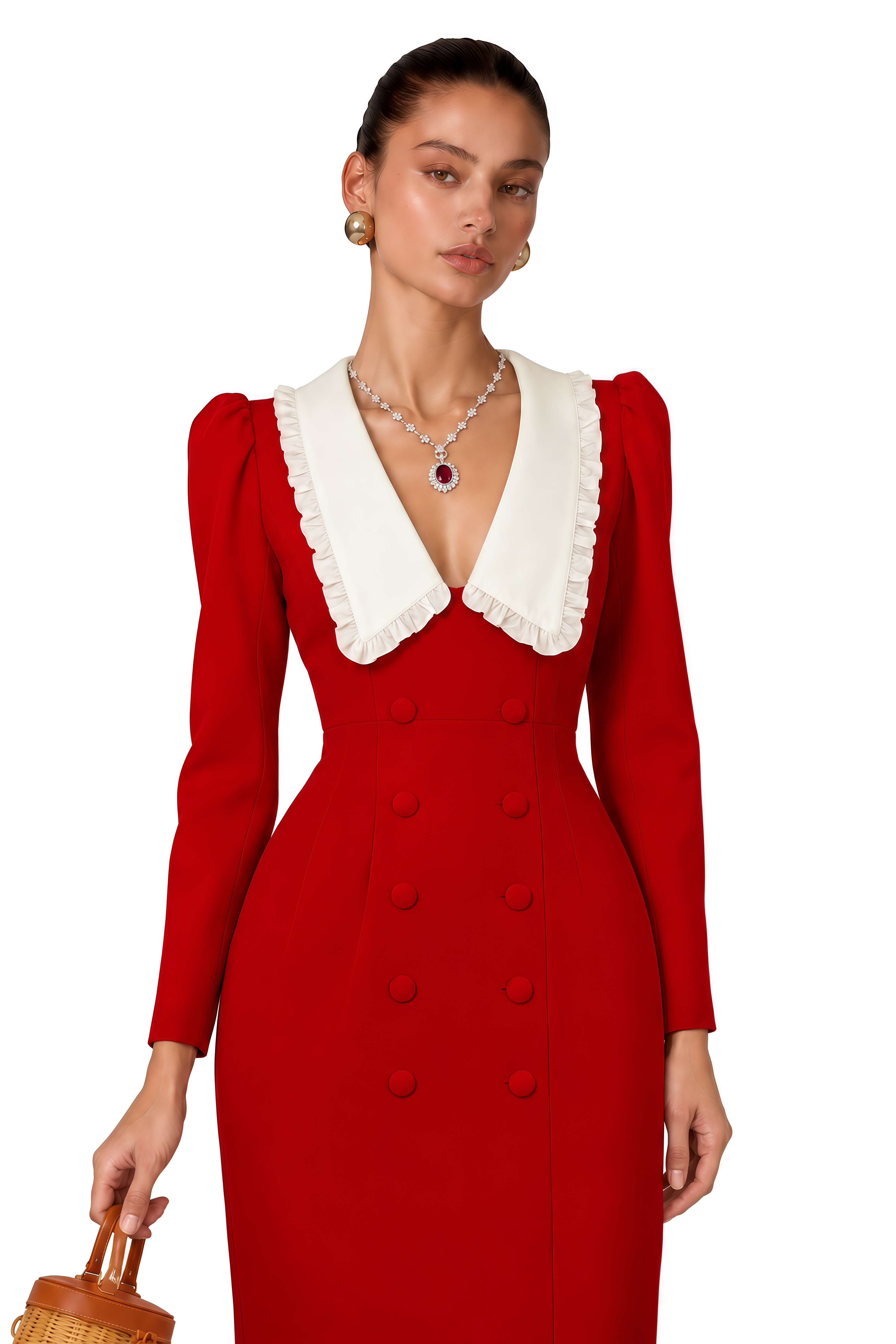 Rorie Red Double-Breasted Blazer Midi Dress