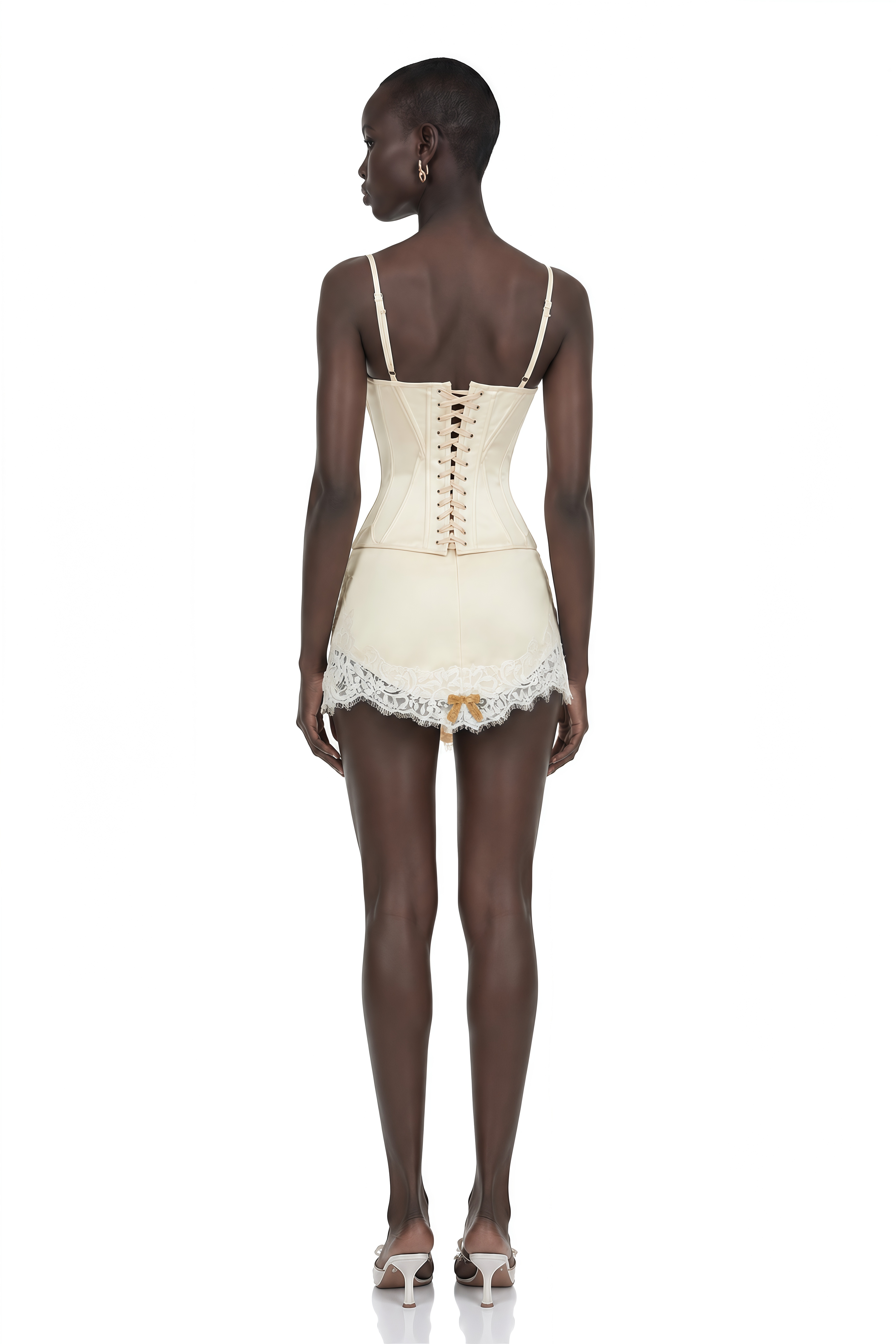 Blanca Champagne Lace Panel Top & Skirt Set