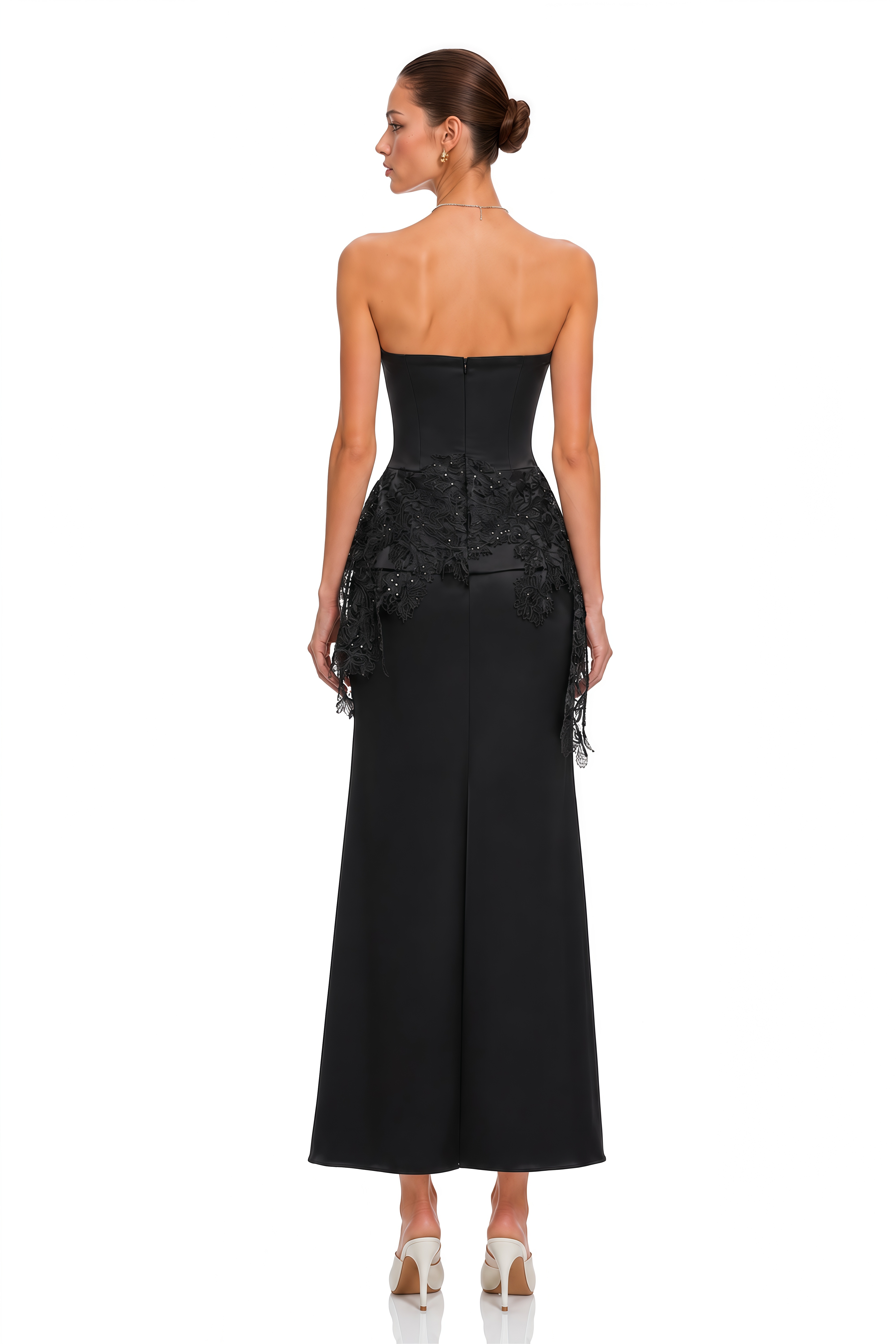 Lucrezia Black Strapless Lace Top & Skirt Set