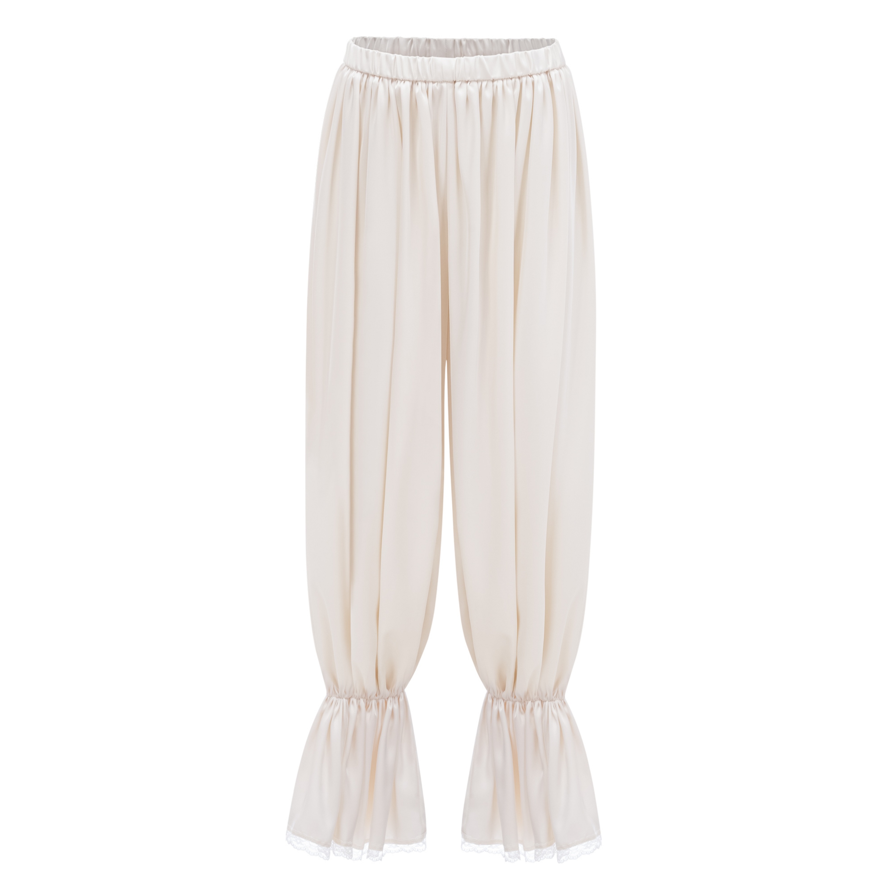Aleah White Lace Ruffle Blouse & Balloon Trousers Set