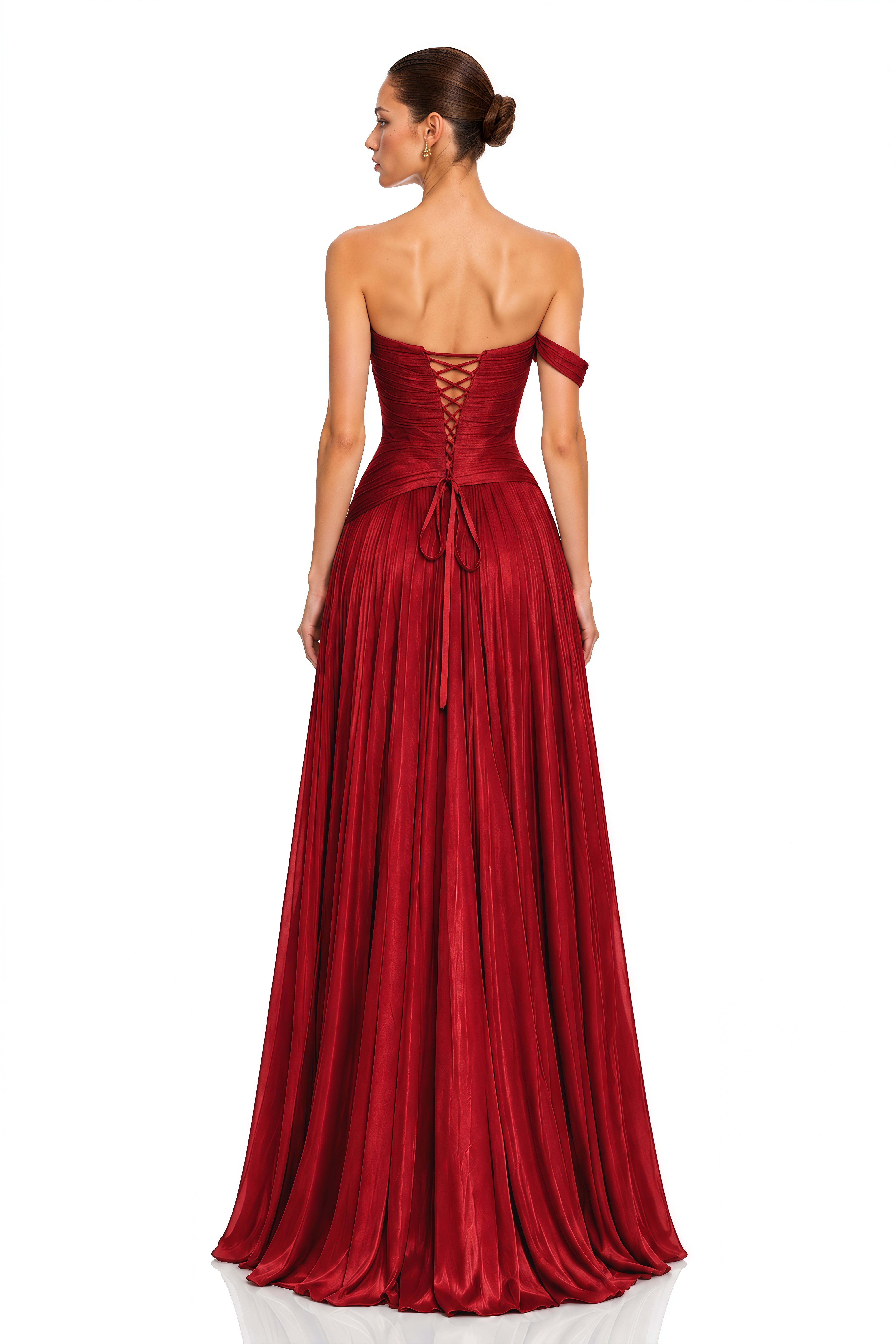 Asiyah Burgundy Asymmetrical Ruched Maxi Dress