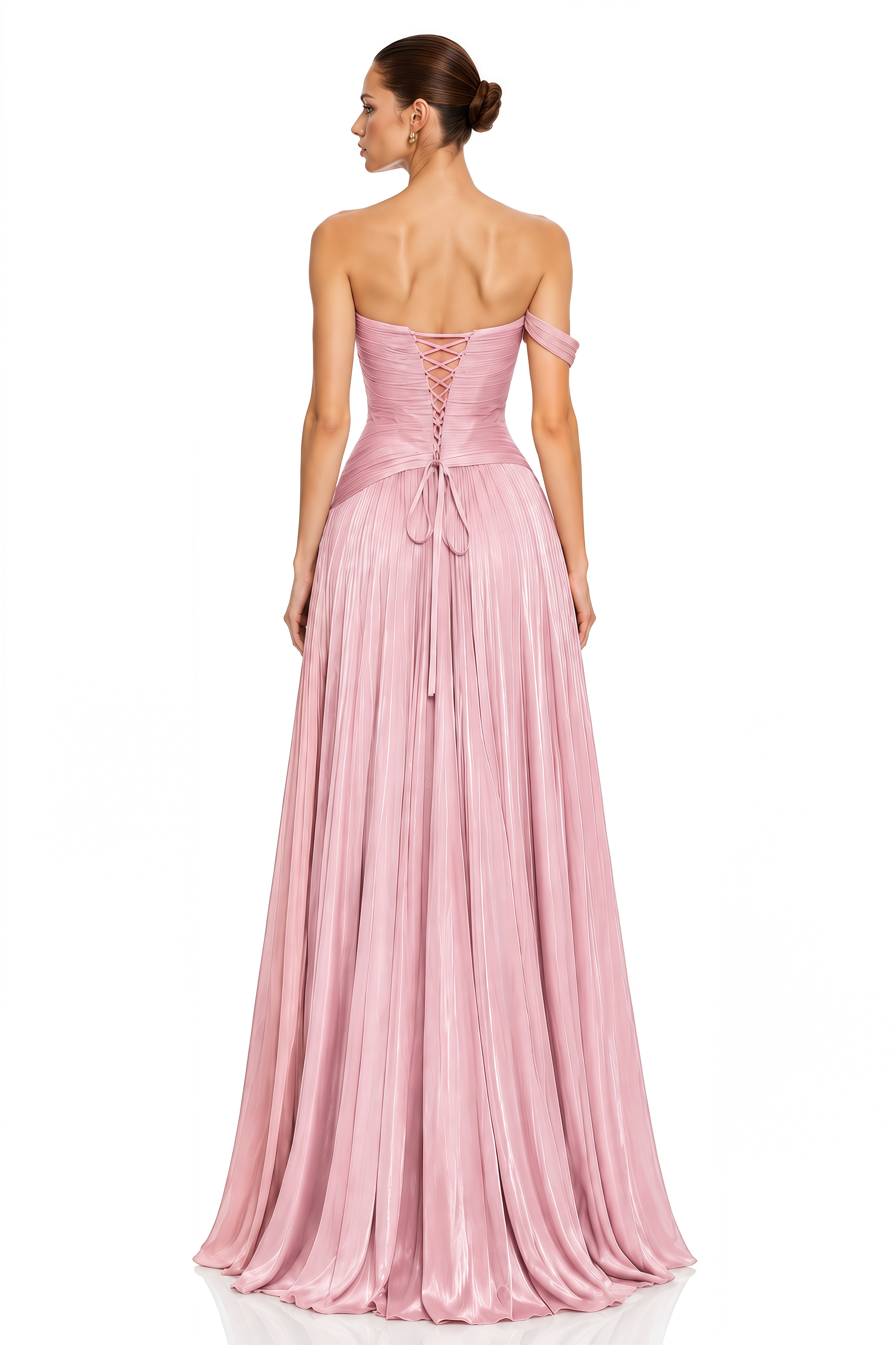 Asiyah Pink Asymmetrical Ruched Maxi Dress