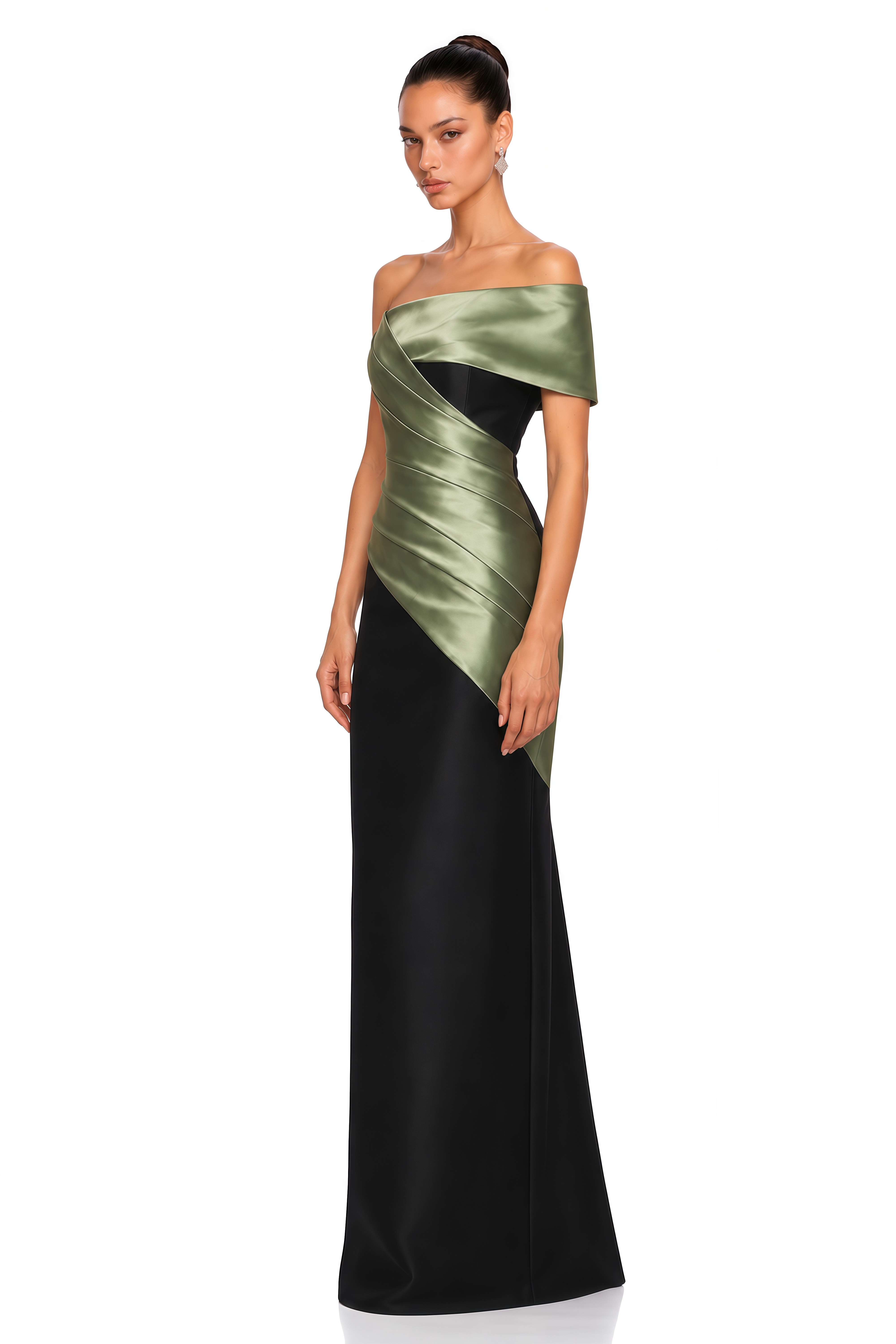 Blythe Black Color Block Draped Maxi Dress