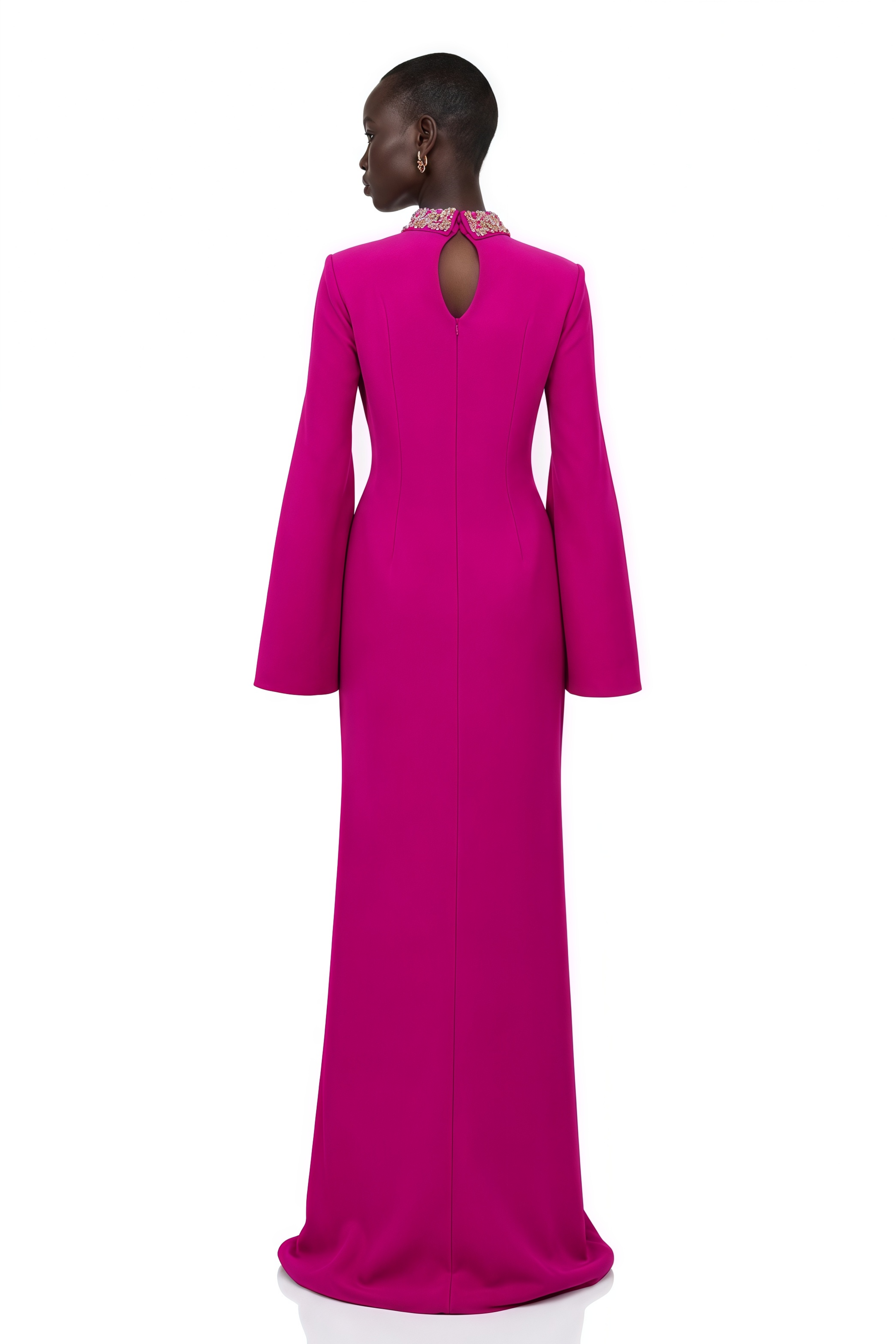 Majestueuse Fuchsia Keyhole-Detail Mermaid Gown