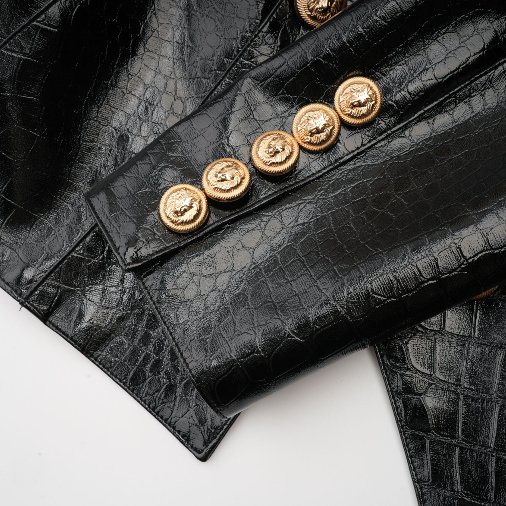 Élodie Black Cinched-Waist Leather Jacket