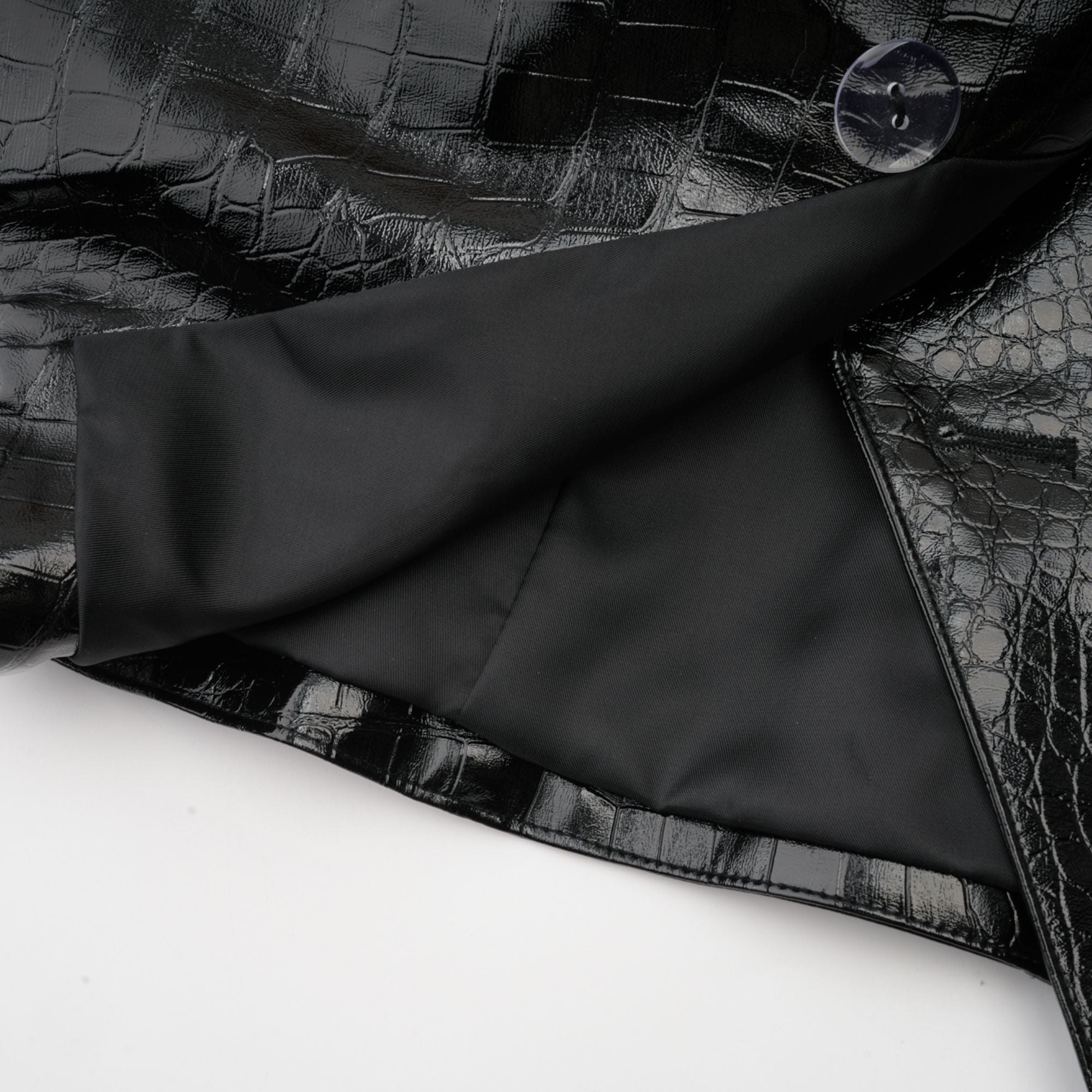 Élodie Black Cinched-Waist Leather Jacket