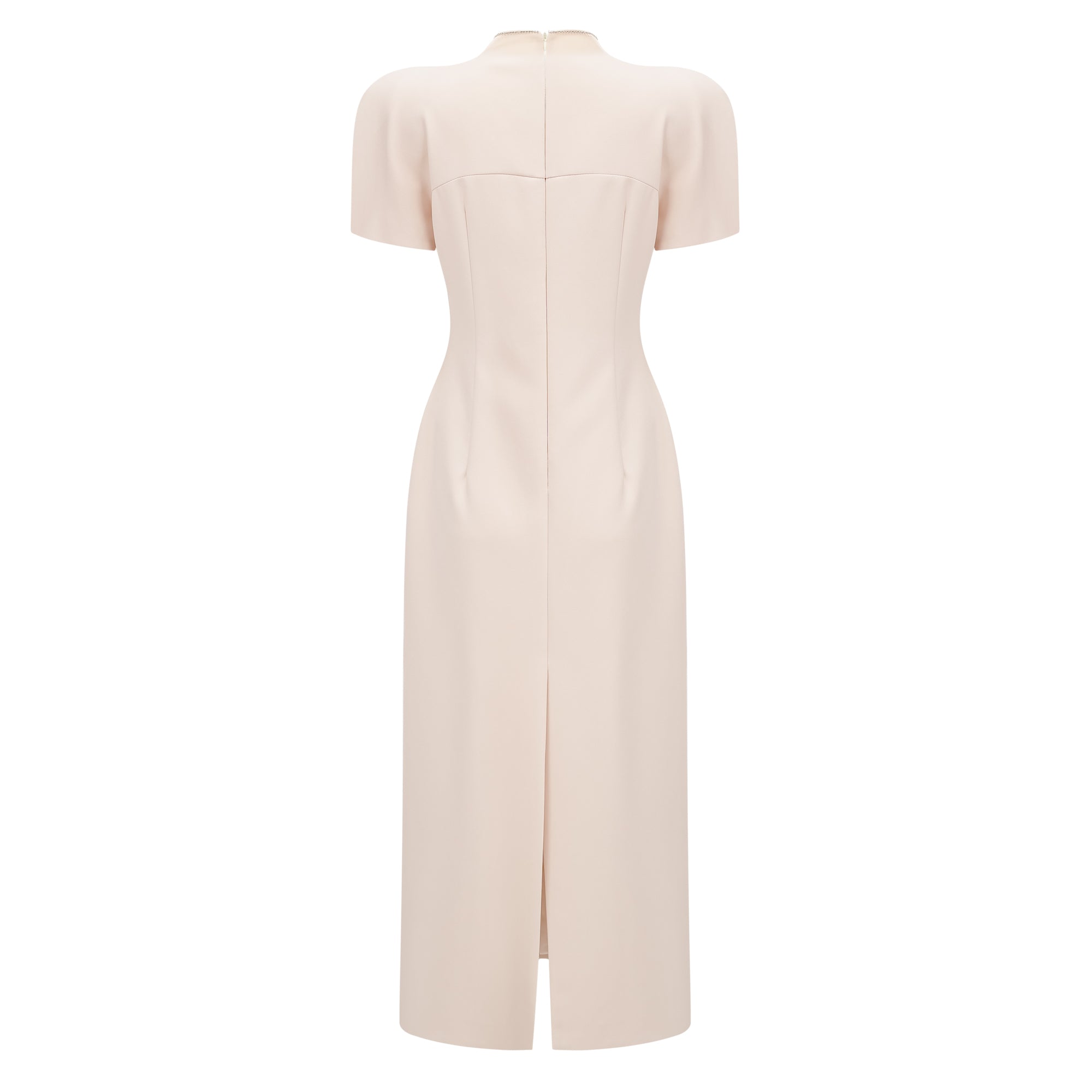 Quintella Neutral Floral Crystal Midi Dress
