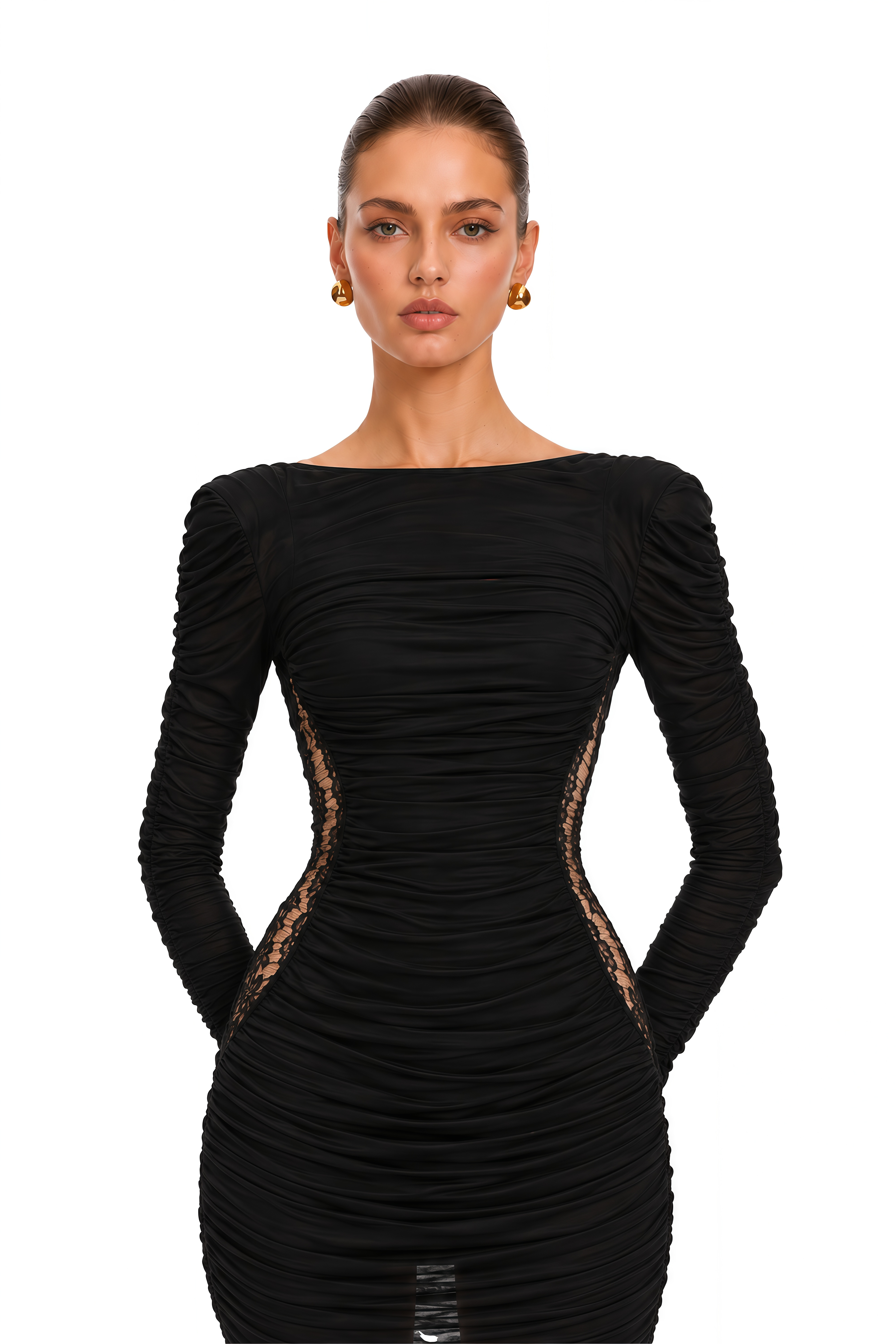 Lainey Black Lace Panel Open Back Mini Dress