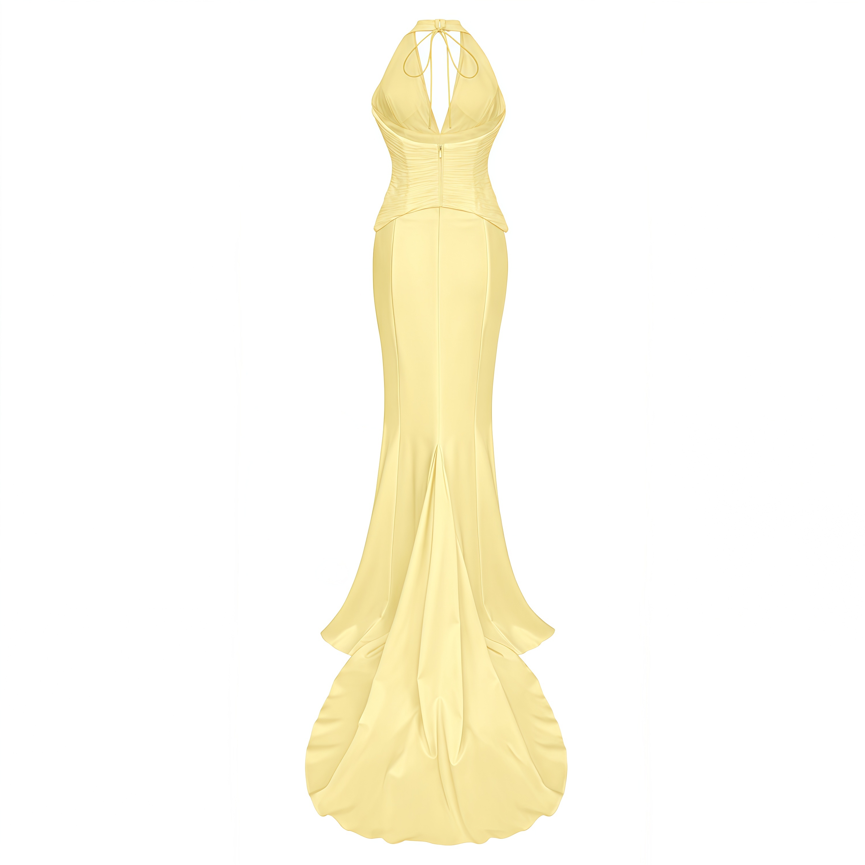 Maren Yellow Halterneck Ruched Top & Skirt Set