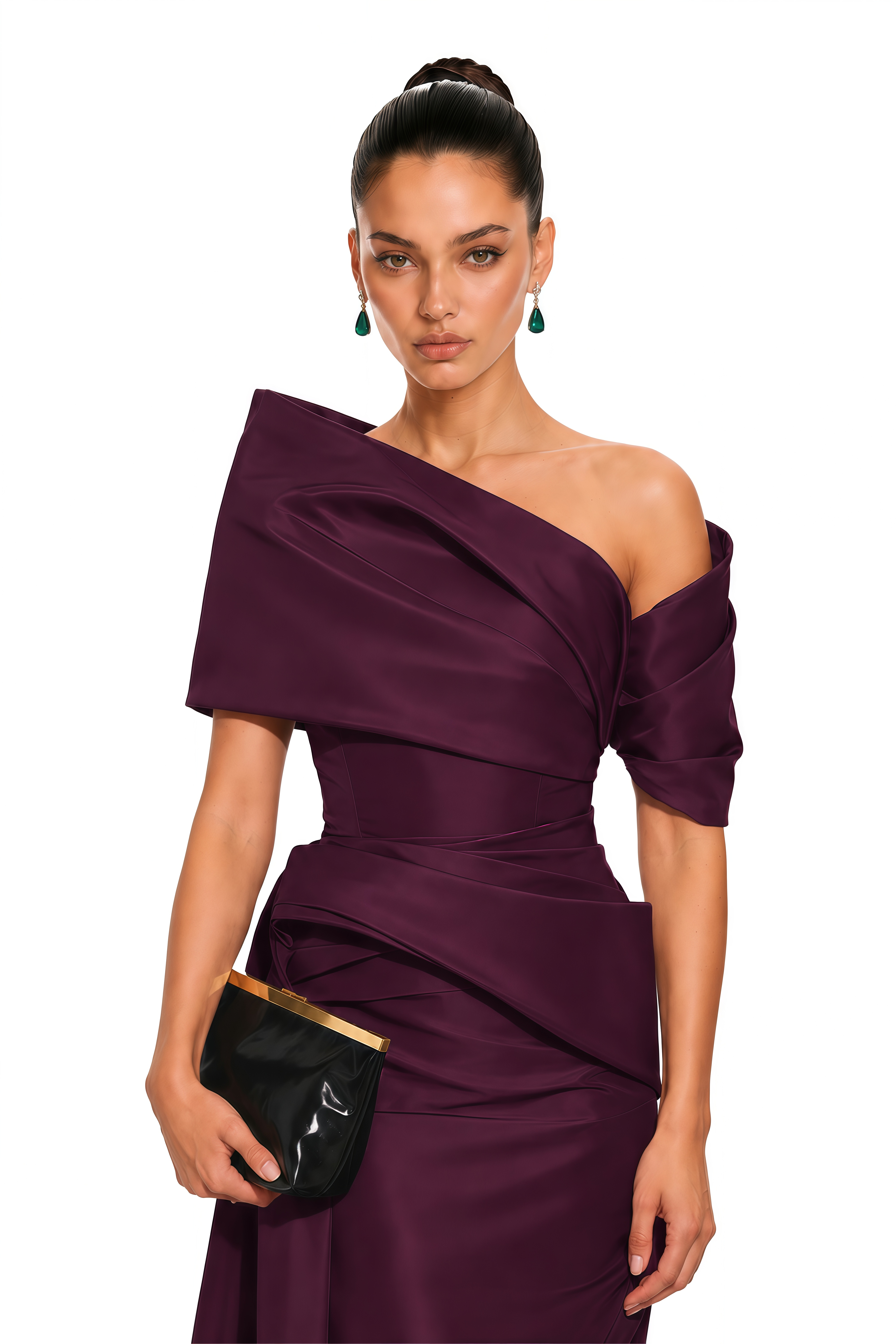 Merritt Plum One-Shoulder Draped Maxi Dress