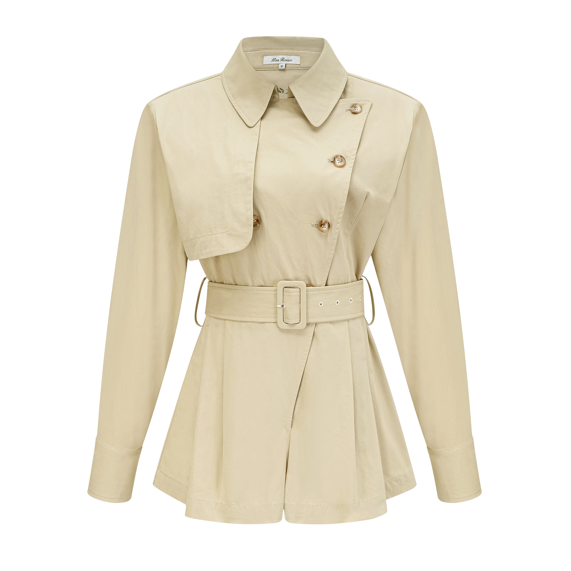 Priscille Khaki Asymmetrical Trench Style Playsuit