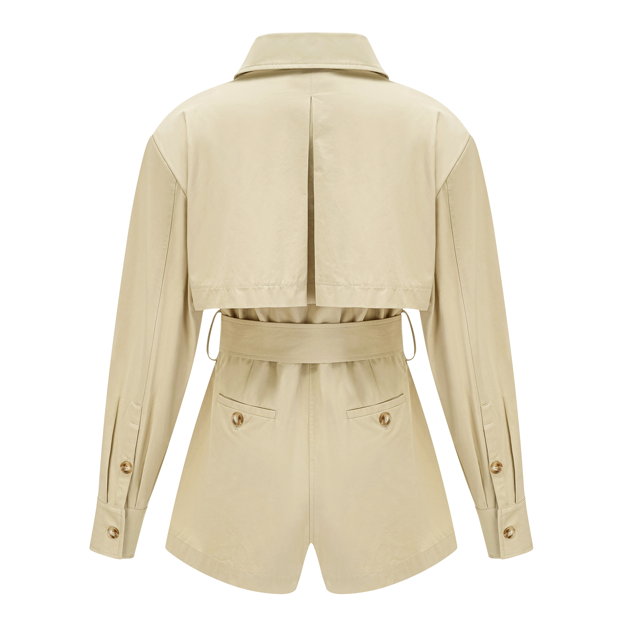 Priscille Khaki Asymmetrical Trench Style Playsuit