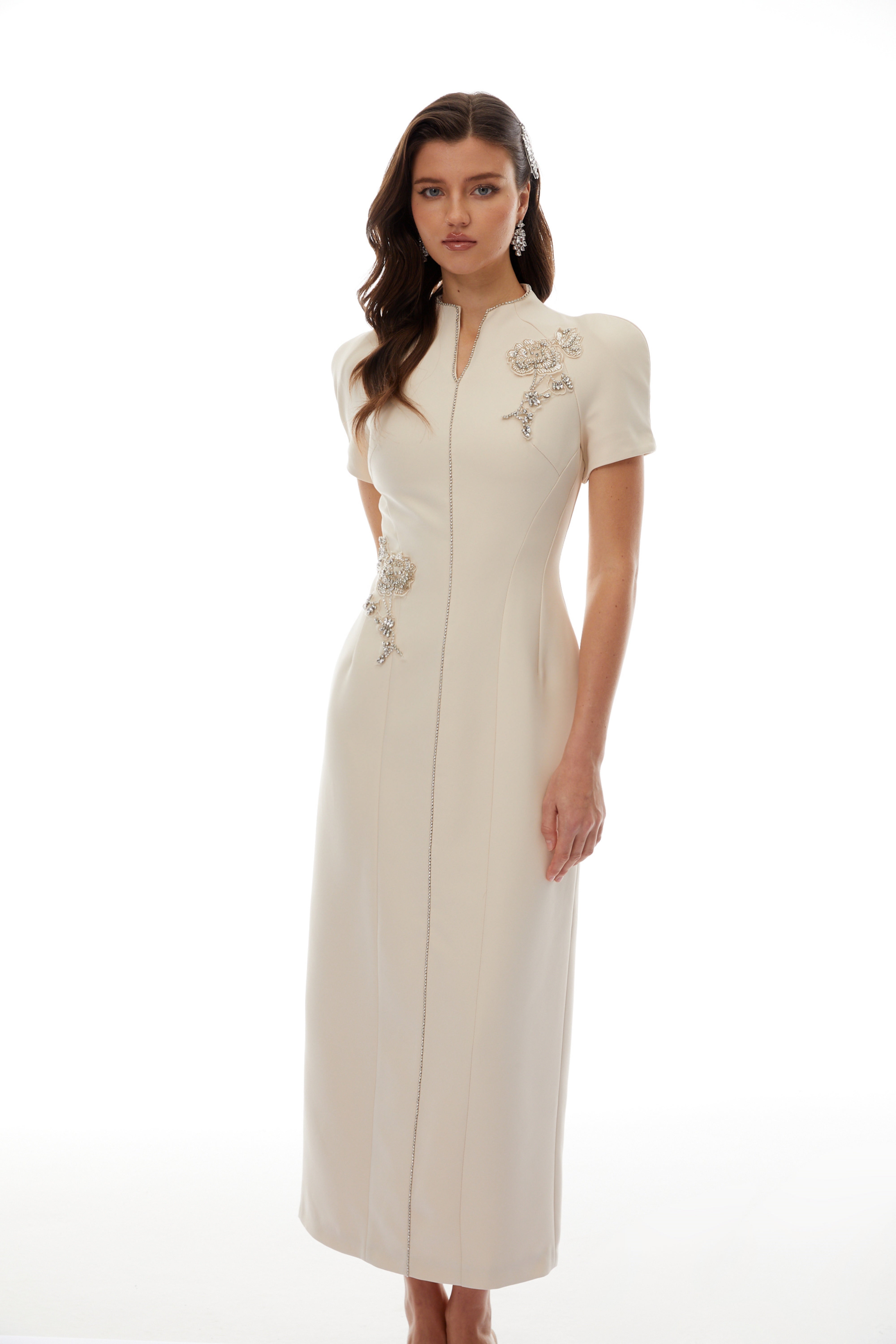 Floral Crystal Midi Dress