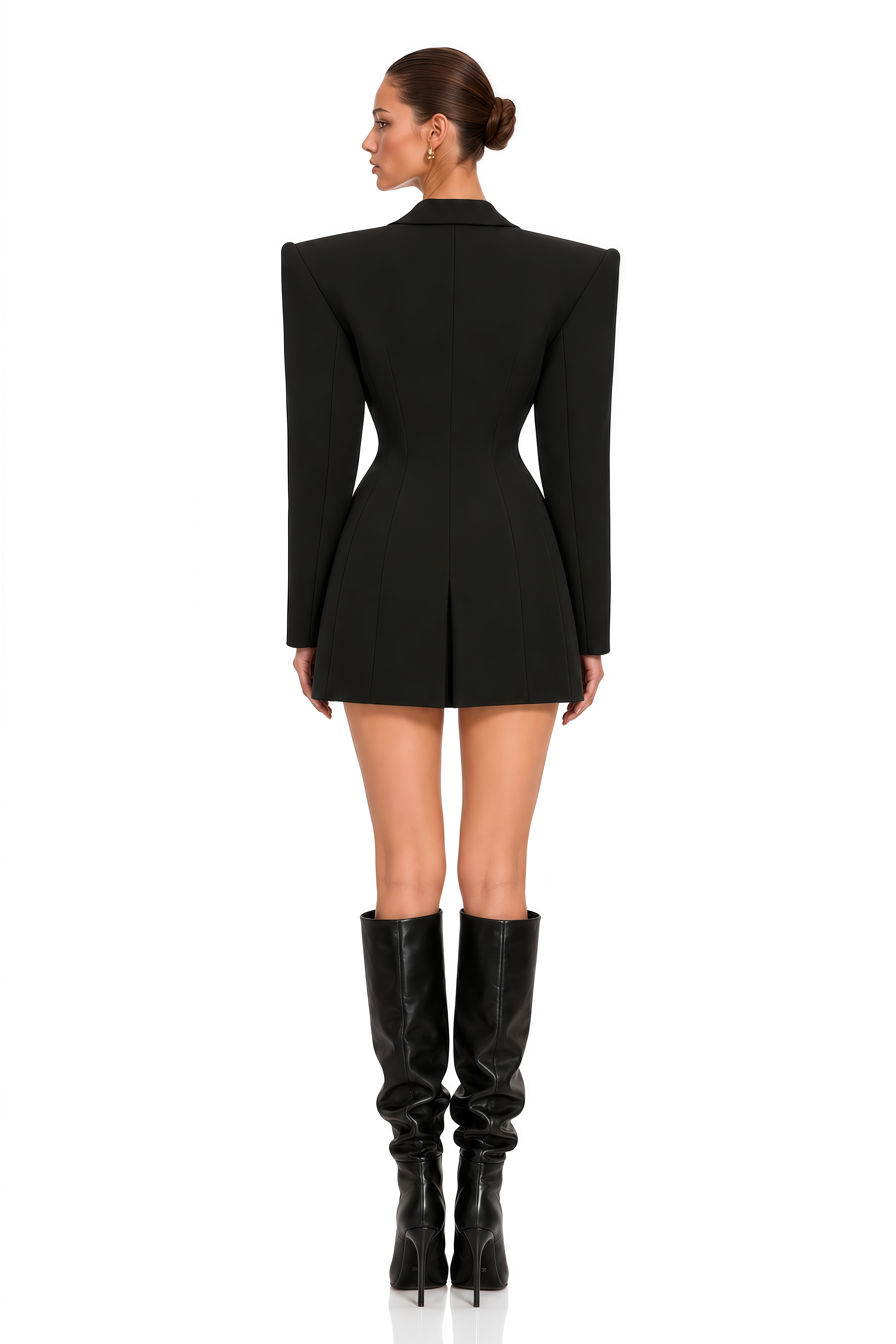 Ronya Black Floral Applique Blazer Mini Dress