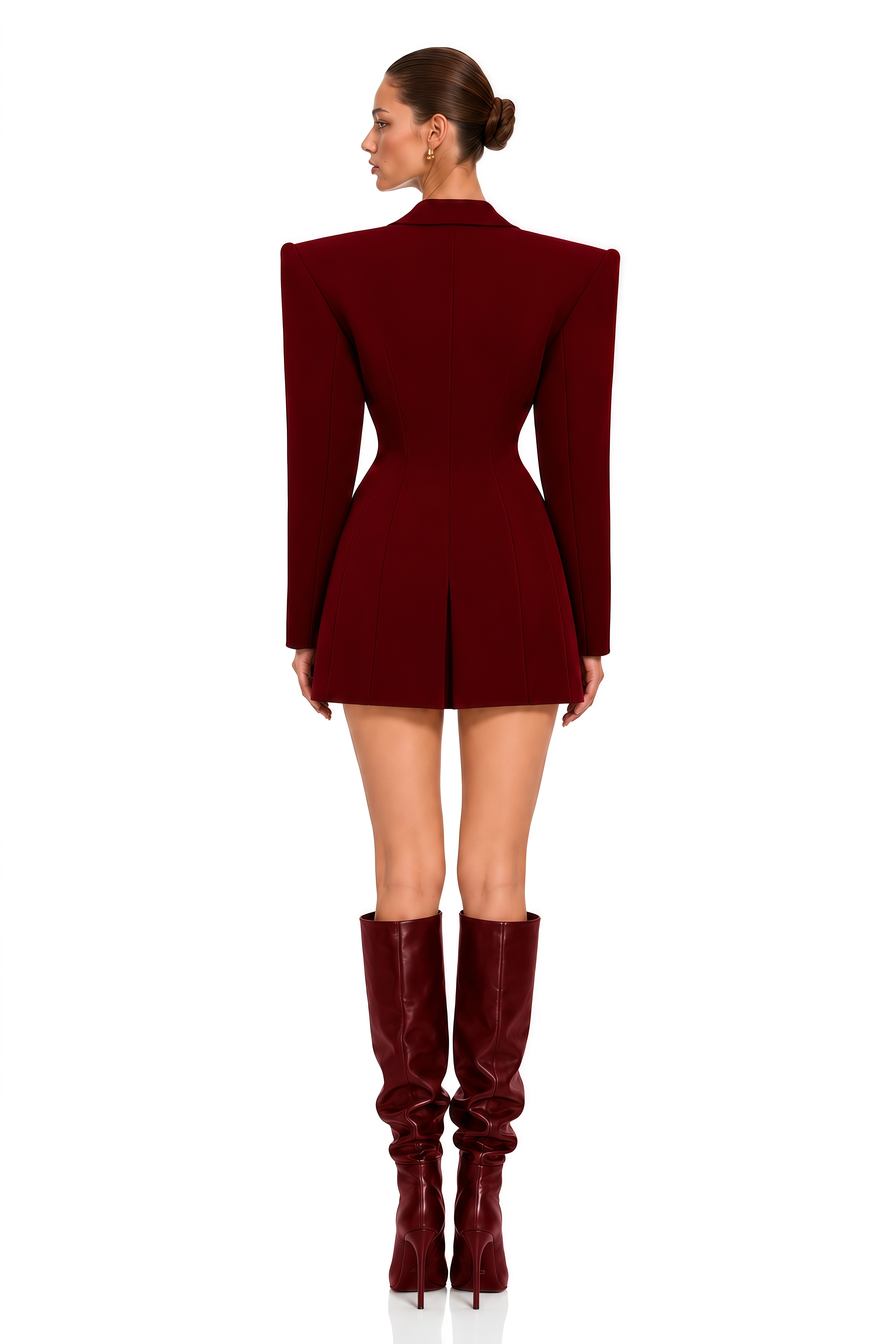 Ronya Burgundy Floral Applique Blazer Mini Dress