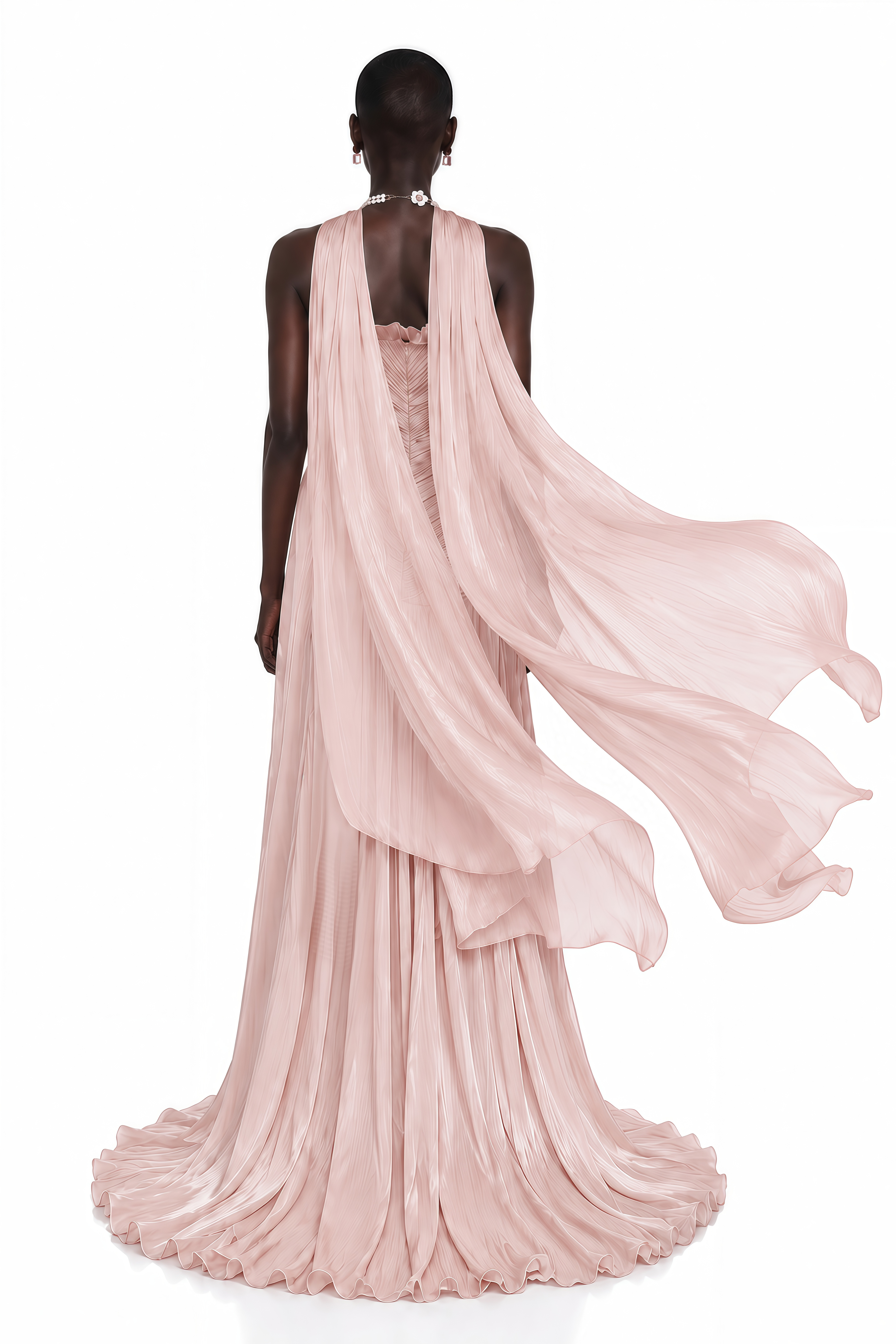 Solveig Pink Off Shoulder Pleated Maxi Dress with Hign Slit