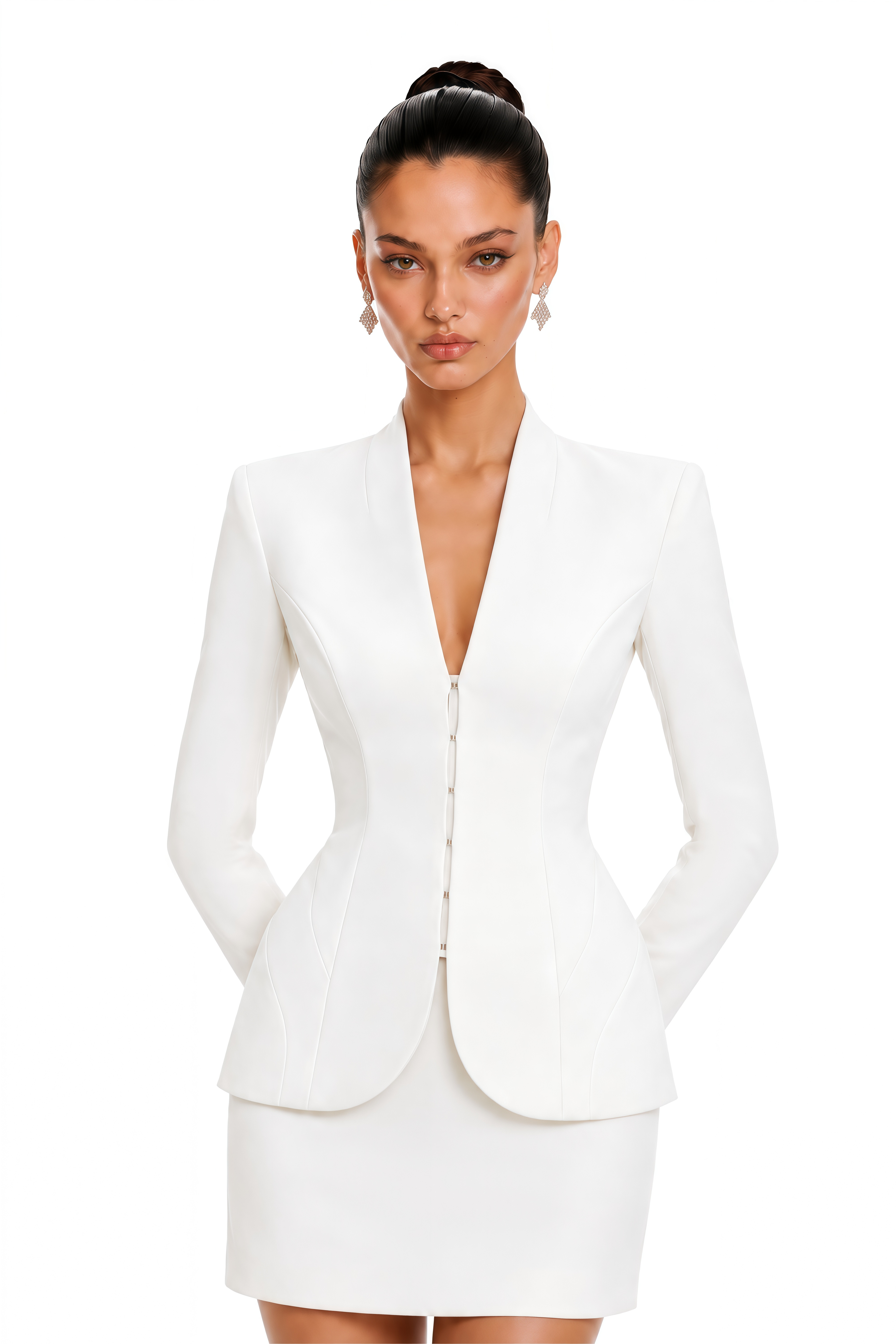Valencia White Structured Blazer & Mini Skirt Set