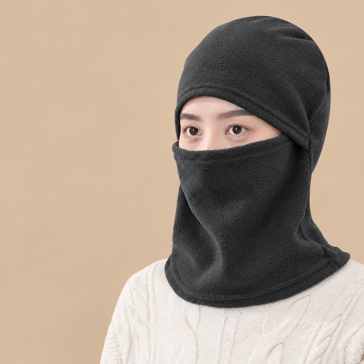 Unisex Fleece-Style Balaclava with Neck Coverage; supplier advertising cleaned with AI assistance.
