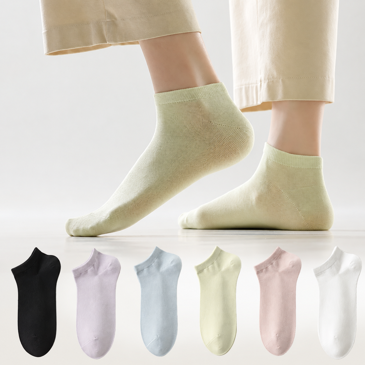 Women's Plain Ankle Socks; supplier advertising cleaned with AI assistance.