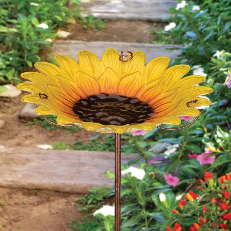 Sunflower Birdbath Stake
