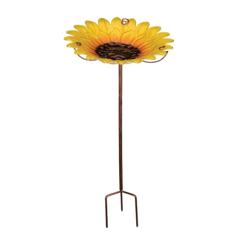 Sunflower Birdbath Stake