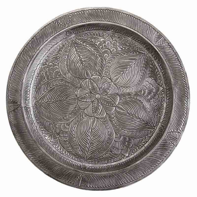 Elegant Aluminum Birdbath with Etched Floral Design