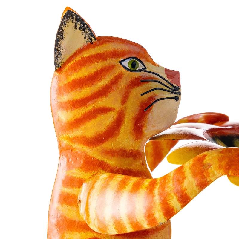 Metal Cat and Sunflower Birdbath