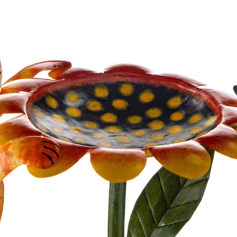 Metal Cat and Sunflower Birdbath