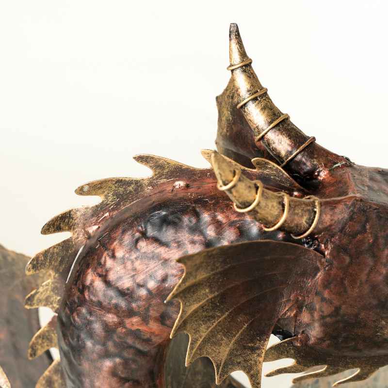 Recycled Metal Dragon Birdbath Side Table