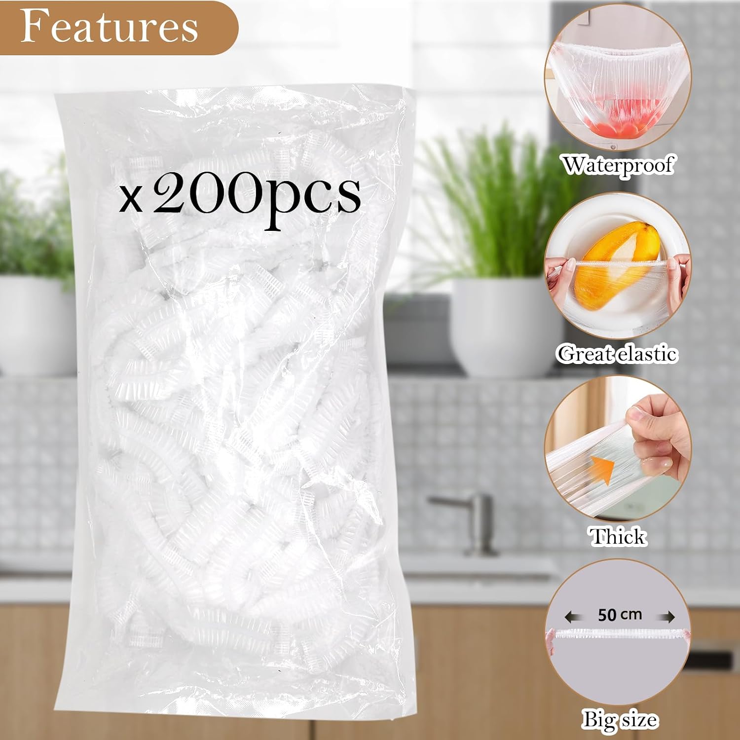 Stretchable Clear Food Storage Covers (200 Count)