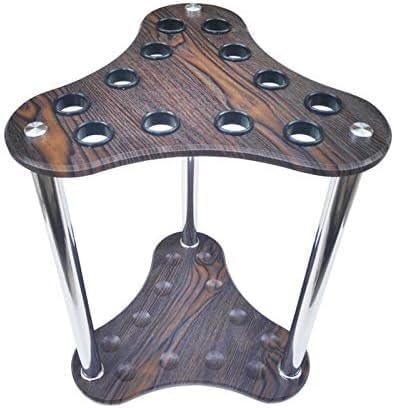 Vertical Floor Standing Billiard Cue Racks Pool Racks Triangular 12 Holes Coffee Color Black Eight Racks Ball Room Put The Ball Against The Rod Holder-Aylmersport