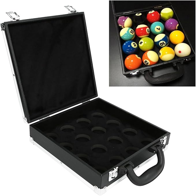 Billiard Balls Storage Box for 16 Balls - Portable Carrying Case with Handle, Snooker Pool Training Case, Billiard Accessories-Aylmersport