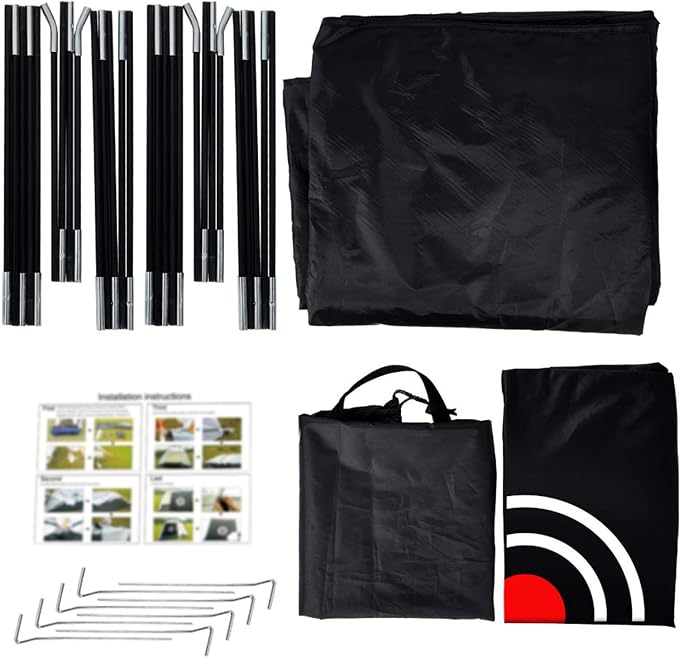 10x7ft Golf Practice Net for Garden Driving Nylon net and Oxford base with target cloth, ground stakes and carry bag for indoor or outdoor practice-Aylmersport