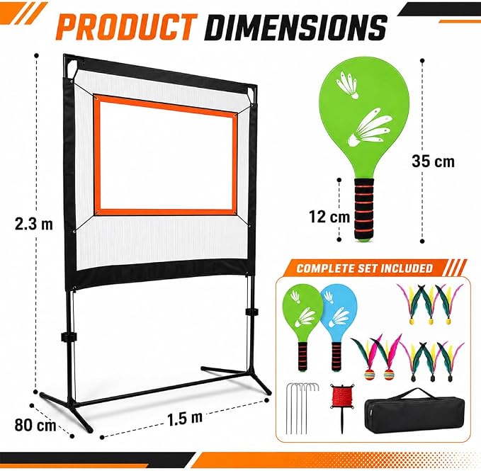 All-in-One Portable Paddle Game Set with Net – Combines Pickleball, Badminton & Pingpong, Easy Setup for Backyard, Park, Beach, Indoor & Outdoor Fun-Aylmersport