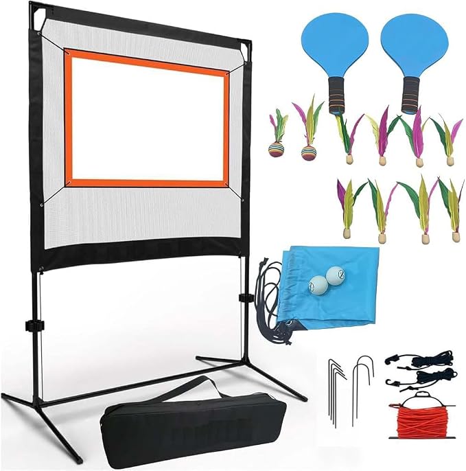 All-in-One Portable Paddle Game Set with Net – Combines Pickleball, Badminton & Pingpong, Easy Setup for Backyard, Park, Beach, Indoor & Outdoor Fun-Aylmersport